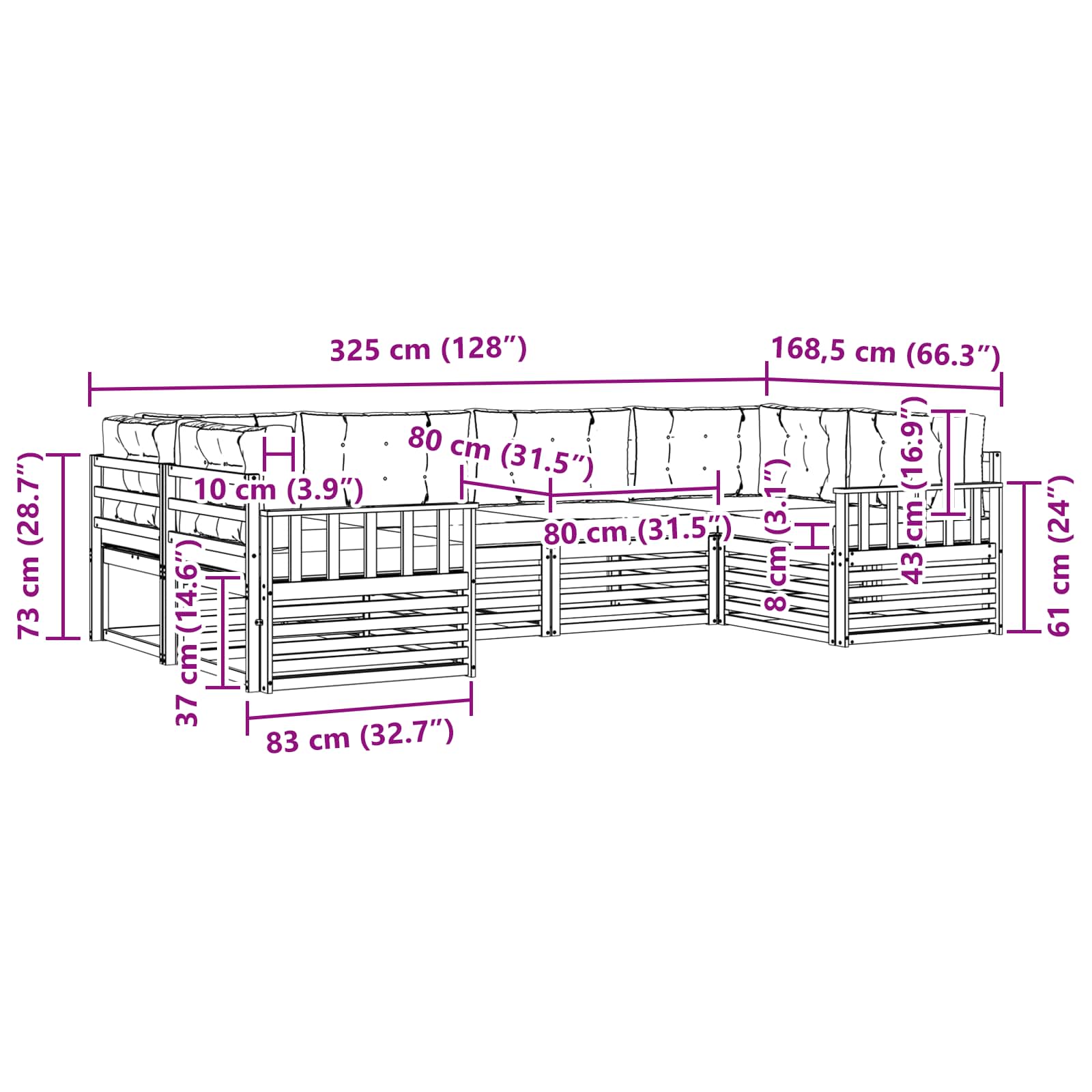 Outdoor-Sofagarnitur 6 stk. Natur und Anthrazit