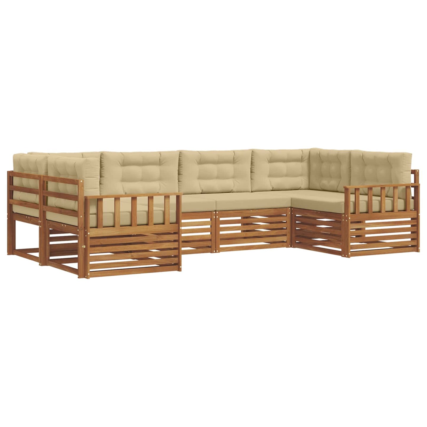 Outdoor-Sofagarnitur mit Kissen 6 pcs Natur und Beige