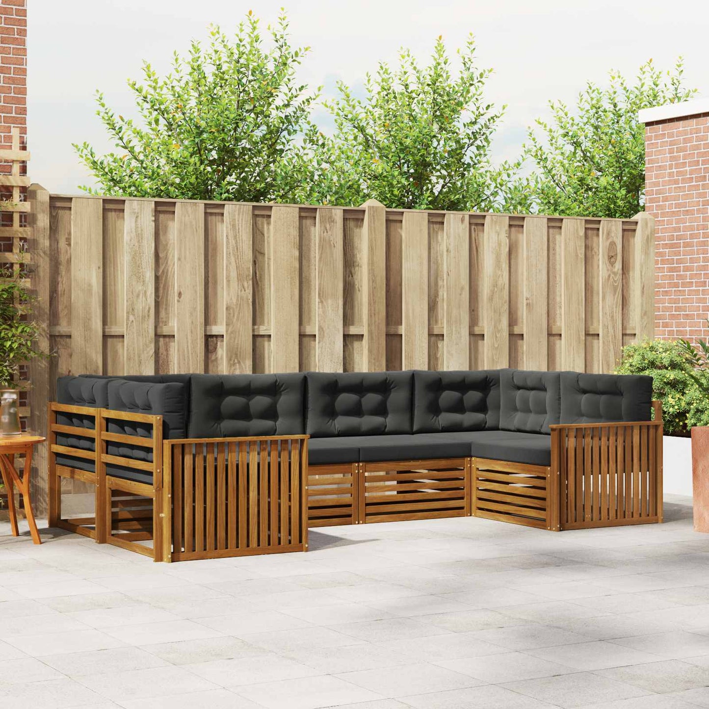 Outdoor-Sofagarnitur 6 stk. Natur und Anthrazit