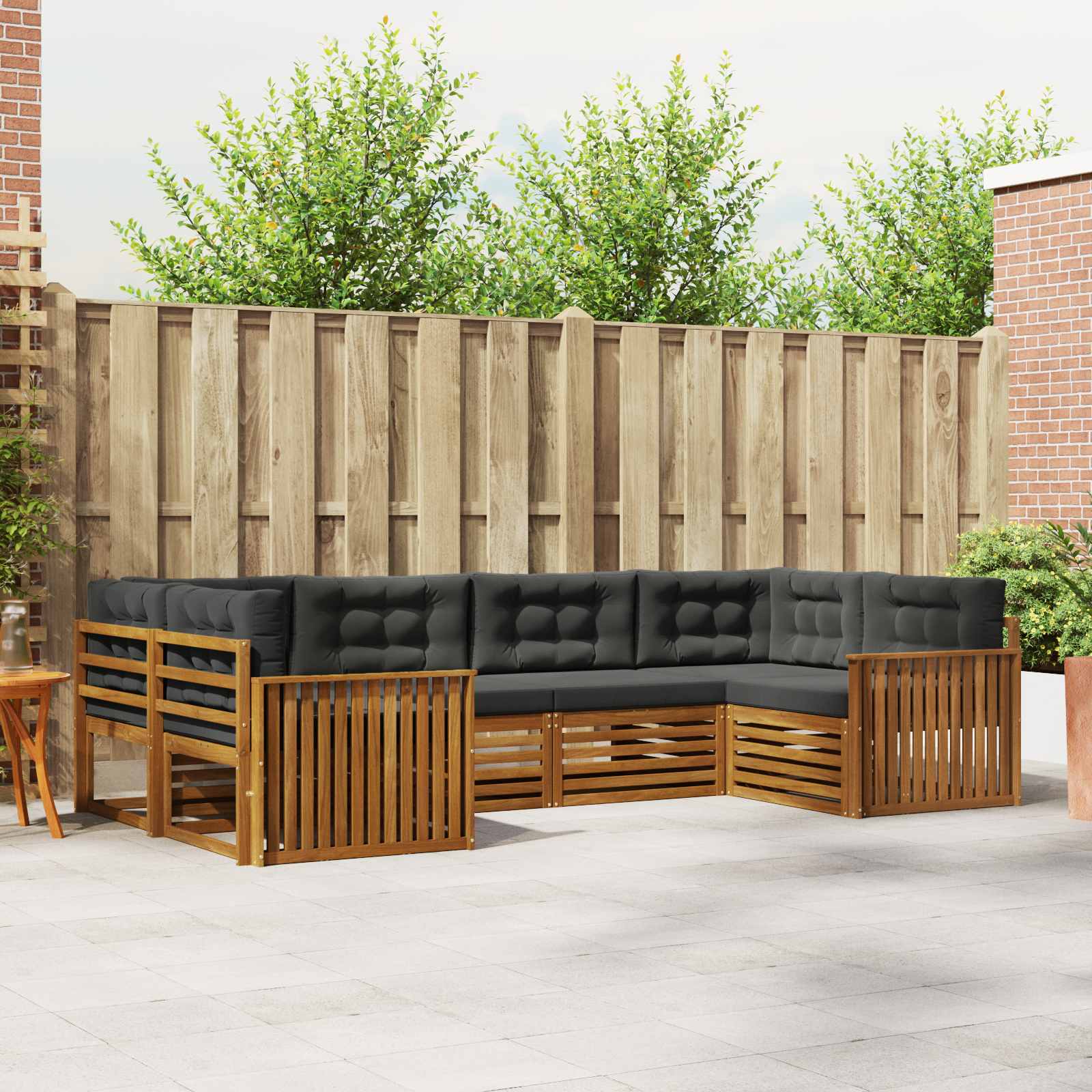 Outdoor-Sofagarnitur 6 stk. Natur und Anthrazit
