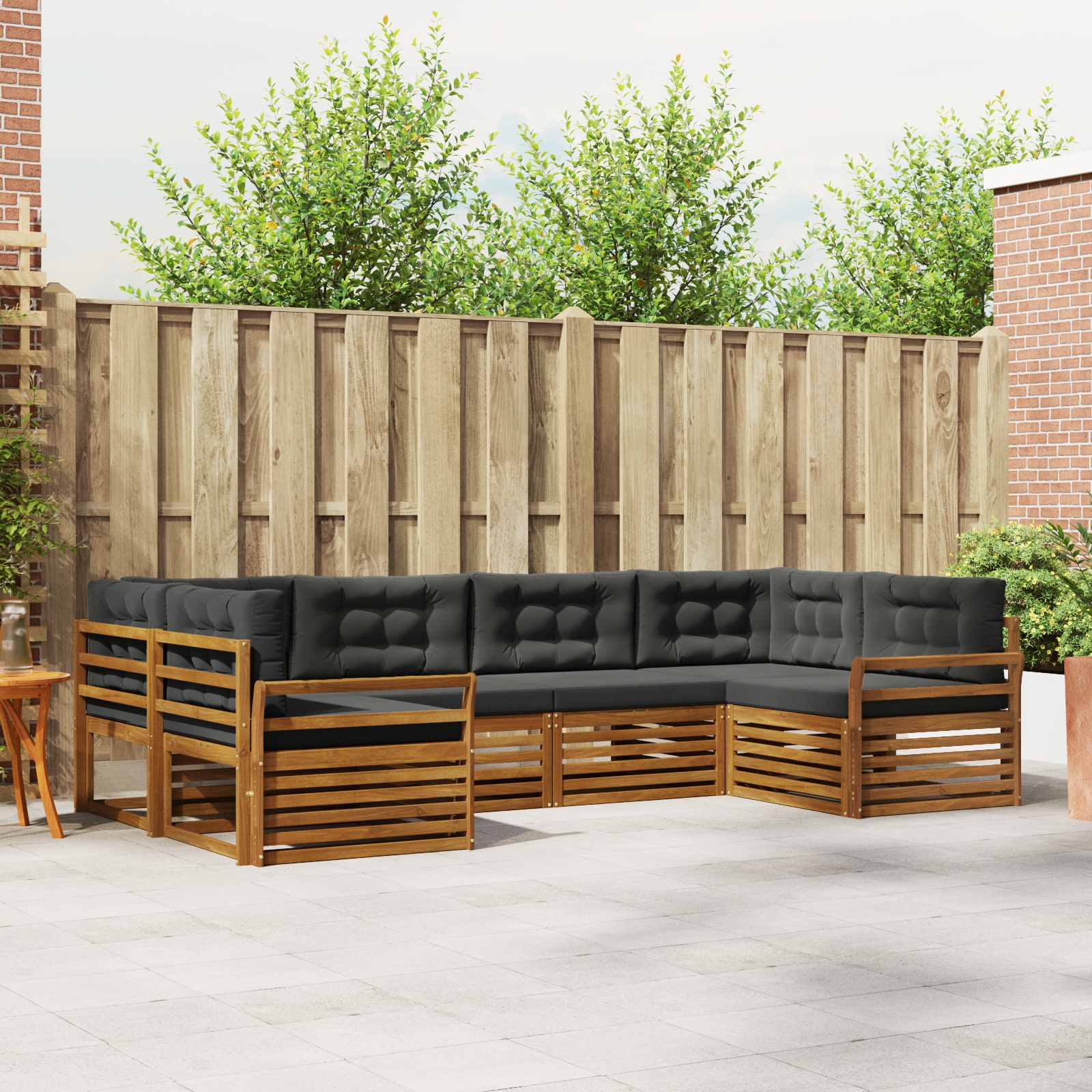 Outdoor-Sofagarnitur 6 stk. Natur und Anthrazit