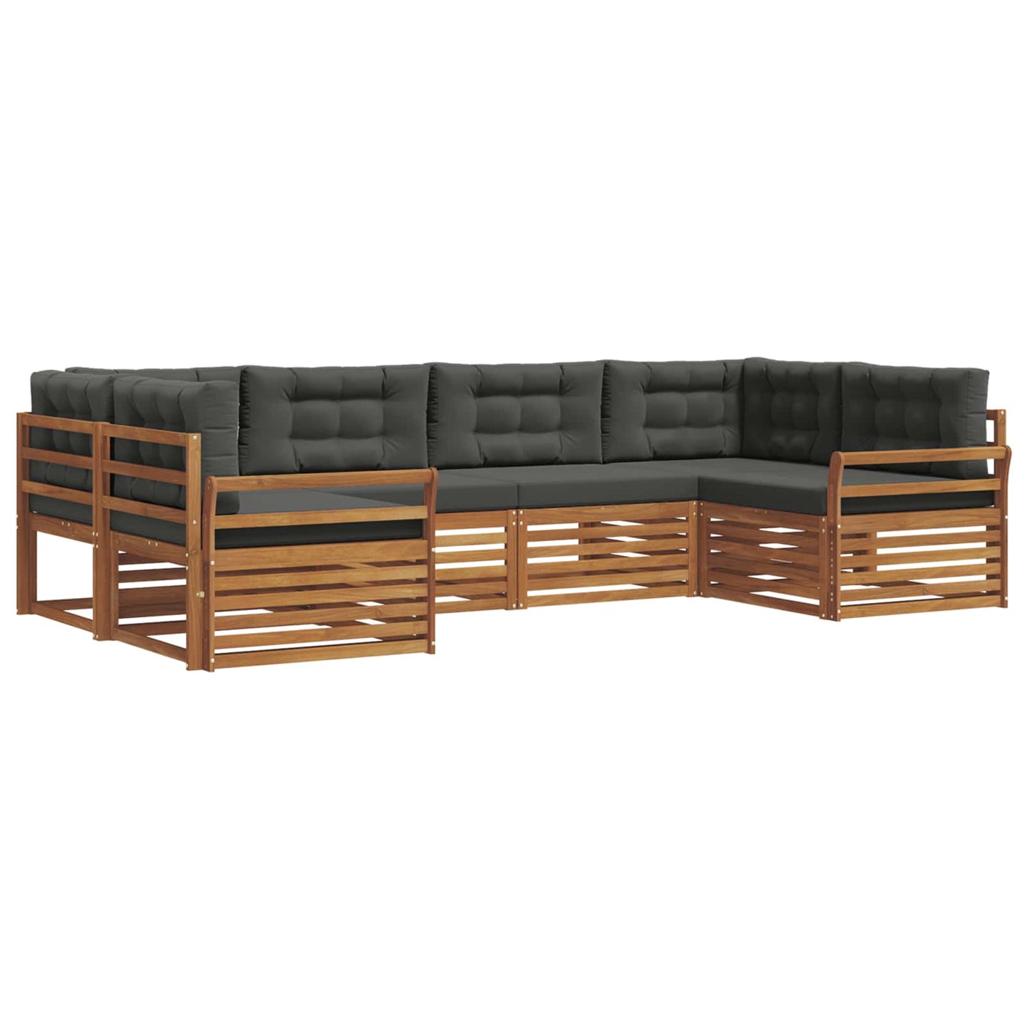 Outdoor-Sofagarnitur 6 stk. Natur und Anthrazit