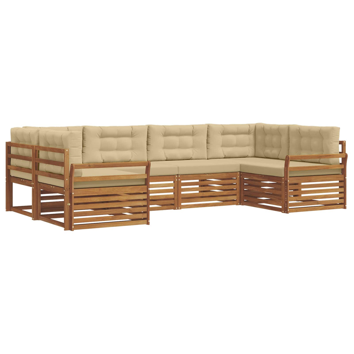 Outdoor-Sofagarnitur 6 stk. Natur und Beige Massivholz Akazie