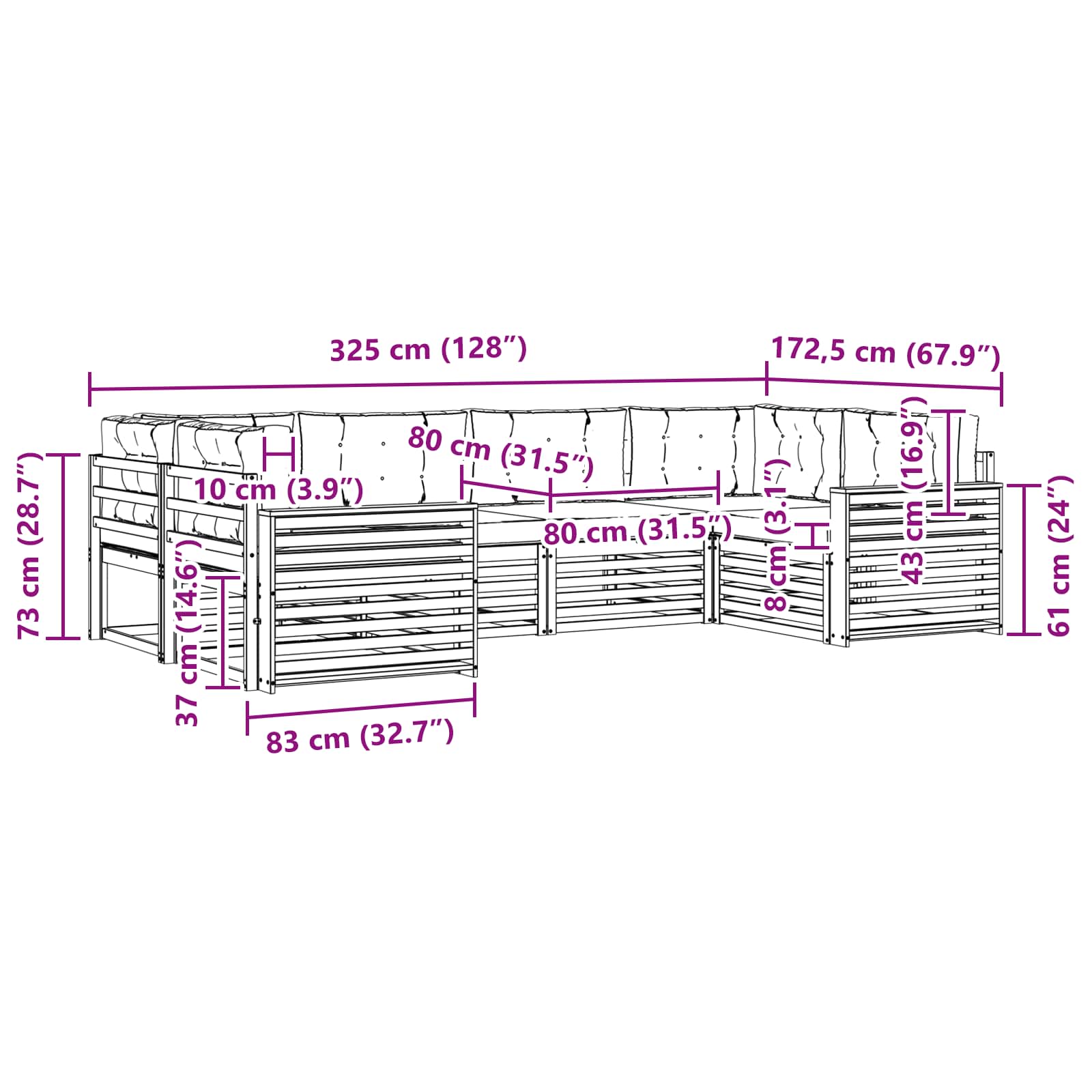Outdoor-Sofagarnitur 6 stk. Natur und Anthrazit