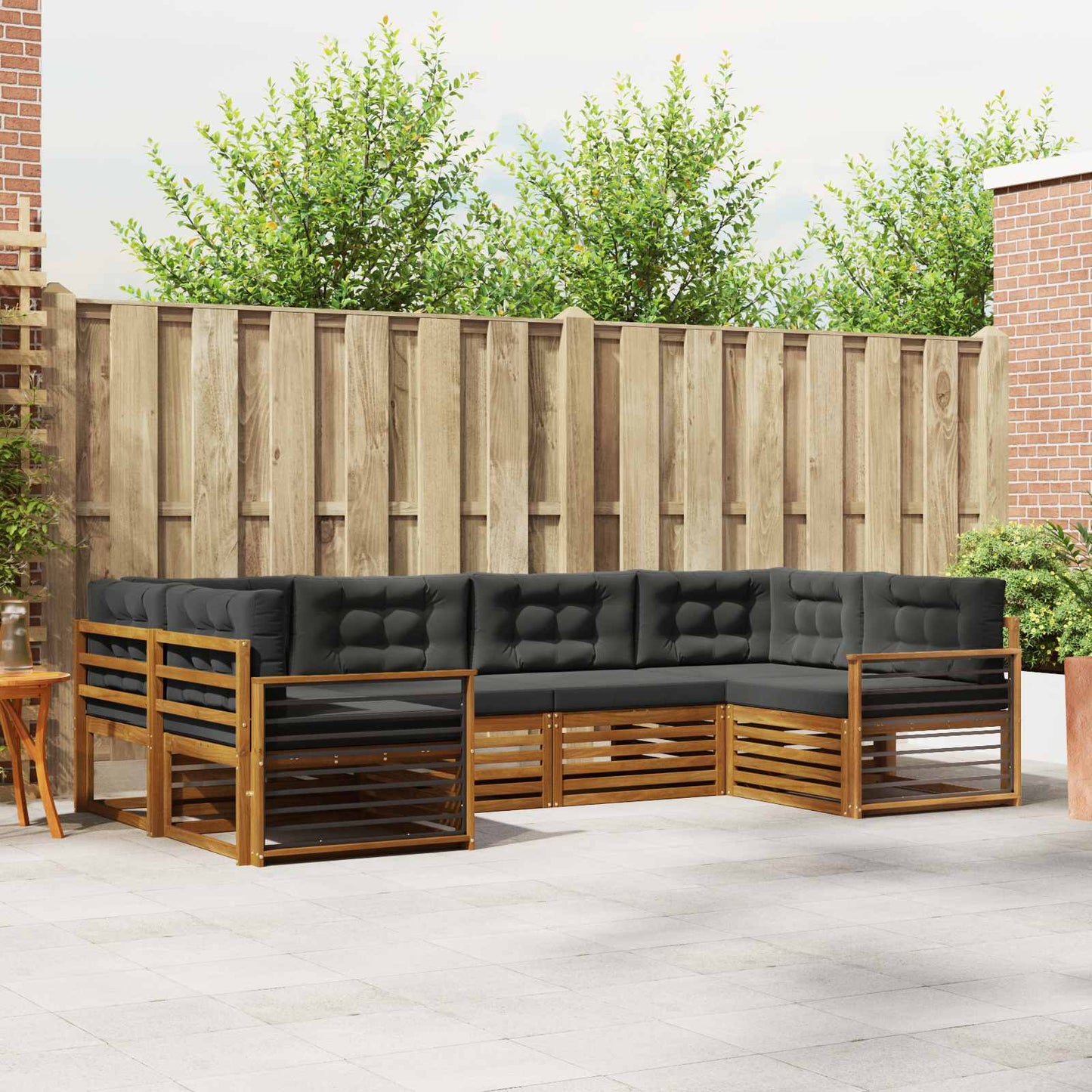 Outdoor-Sofagarnitur 6 stk. Natur und Anthrazit