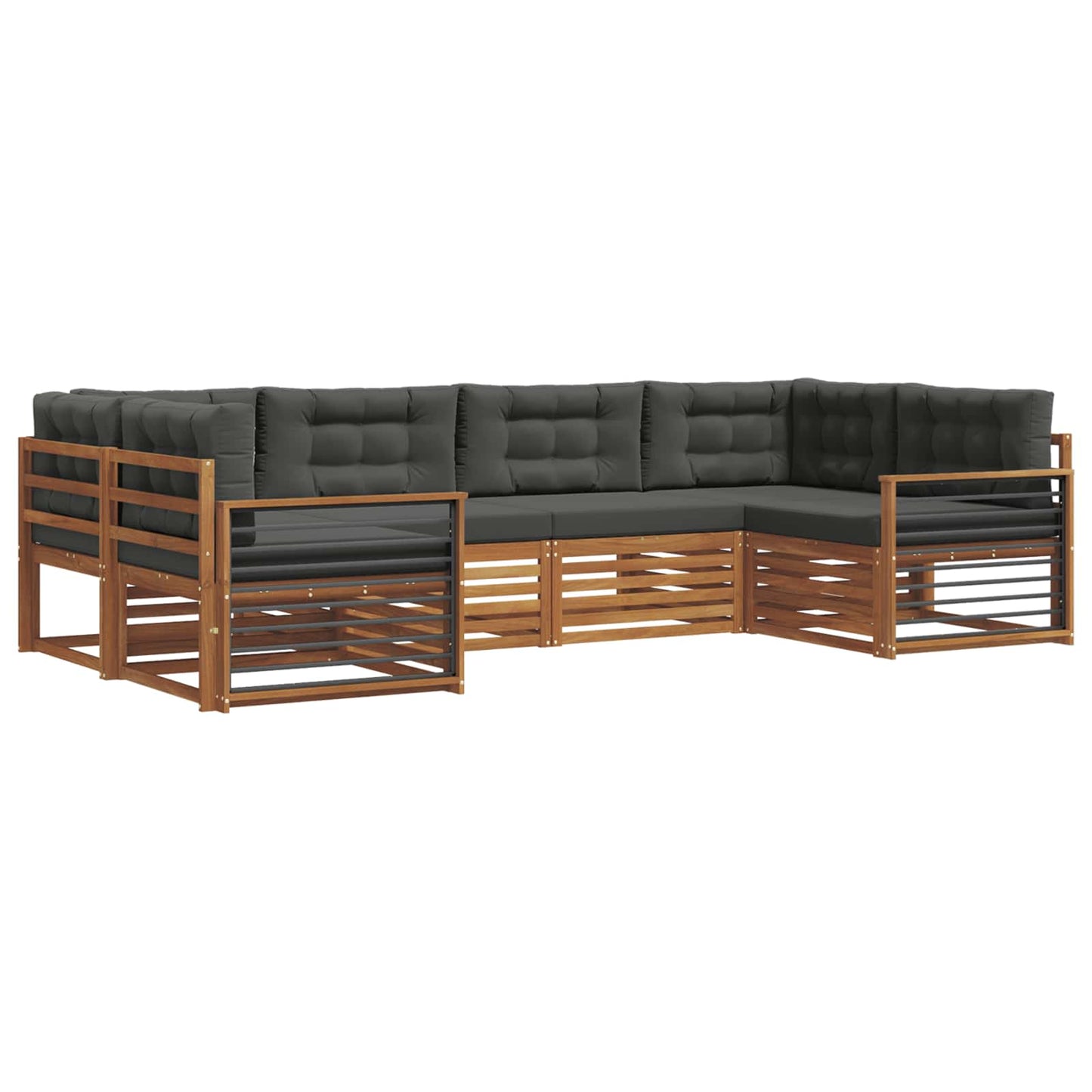 Outdoor-Sofagarnitur 6 stk. Natur und Anthrazit