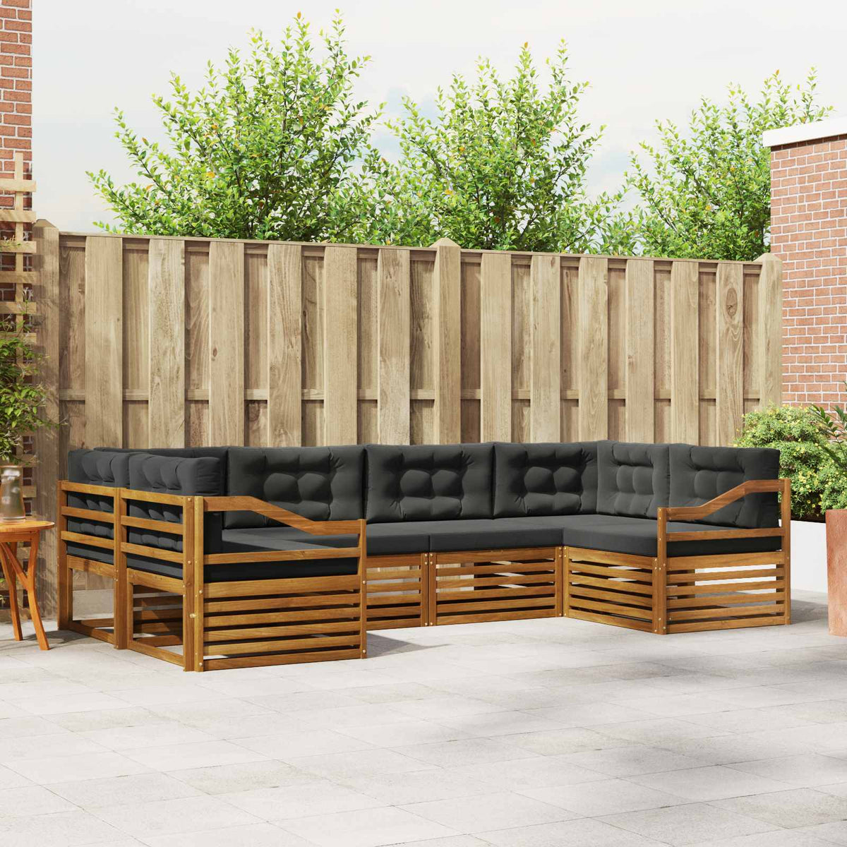 Outdoor-Sofagarnitur 6 stk. Natur und Anthrazit