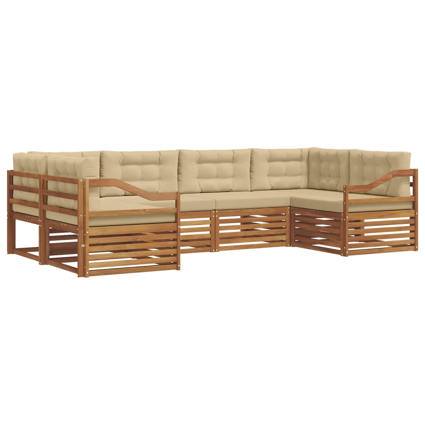 Outdoor-Sofagarnitur 6 stk. Natur und Beige Massivholz Akazie