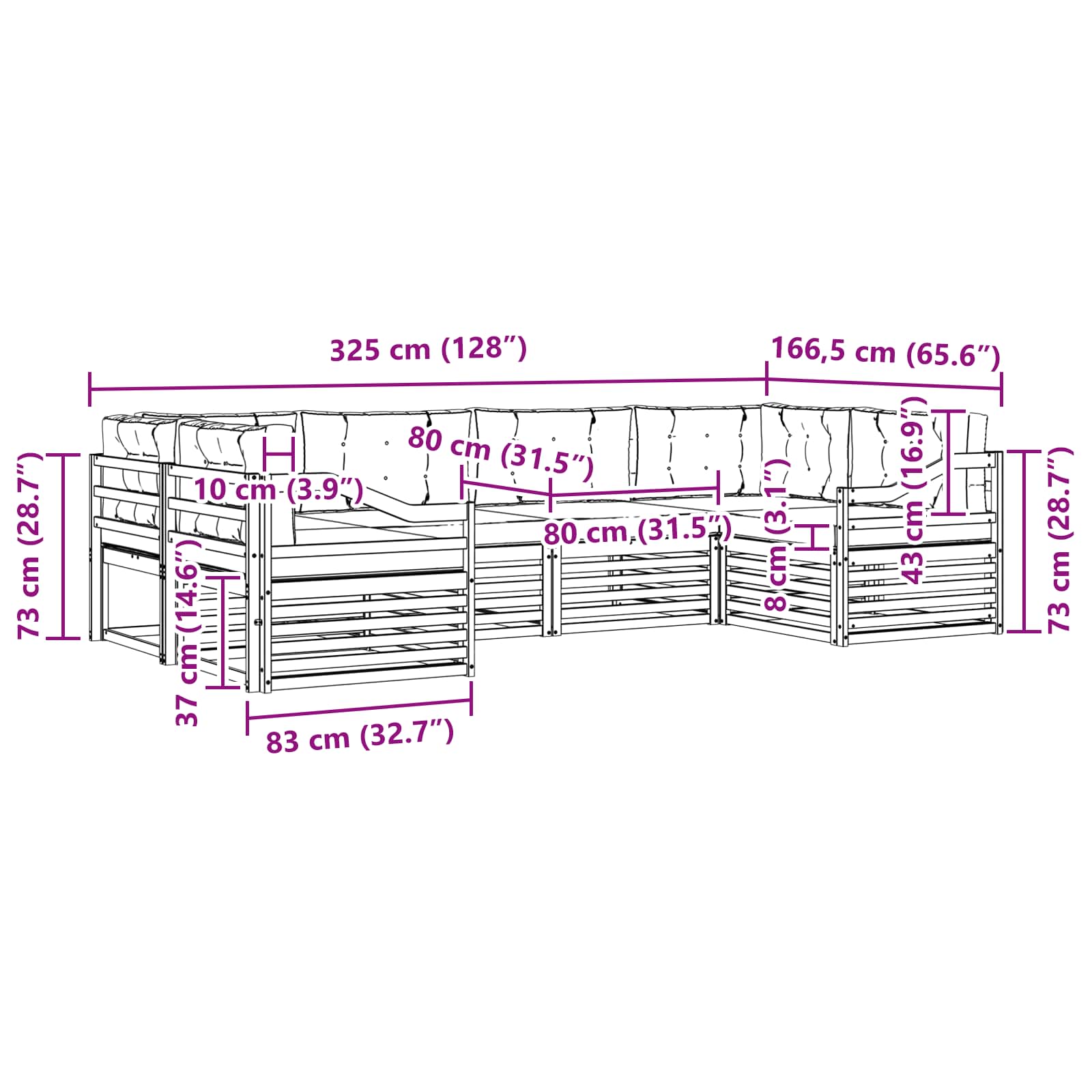 Outdoor-Sofagarnitur 6 stk. Natur und Beige Massivholz Akazie