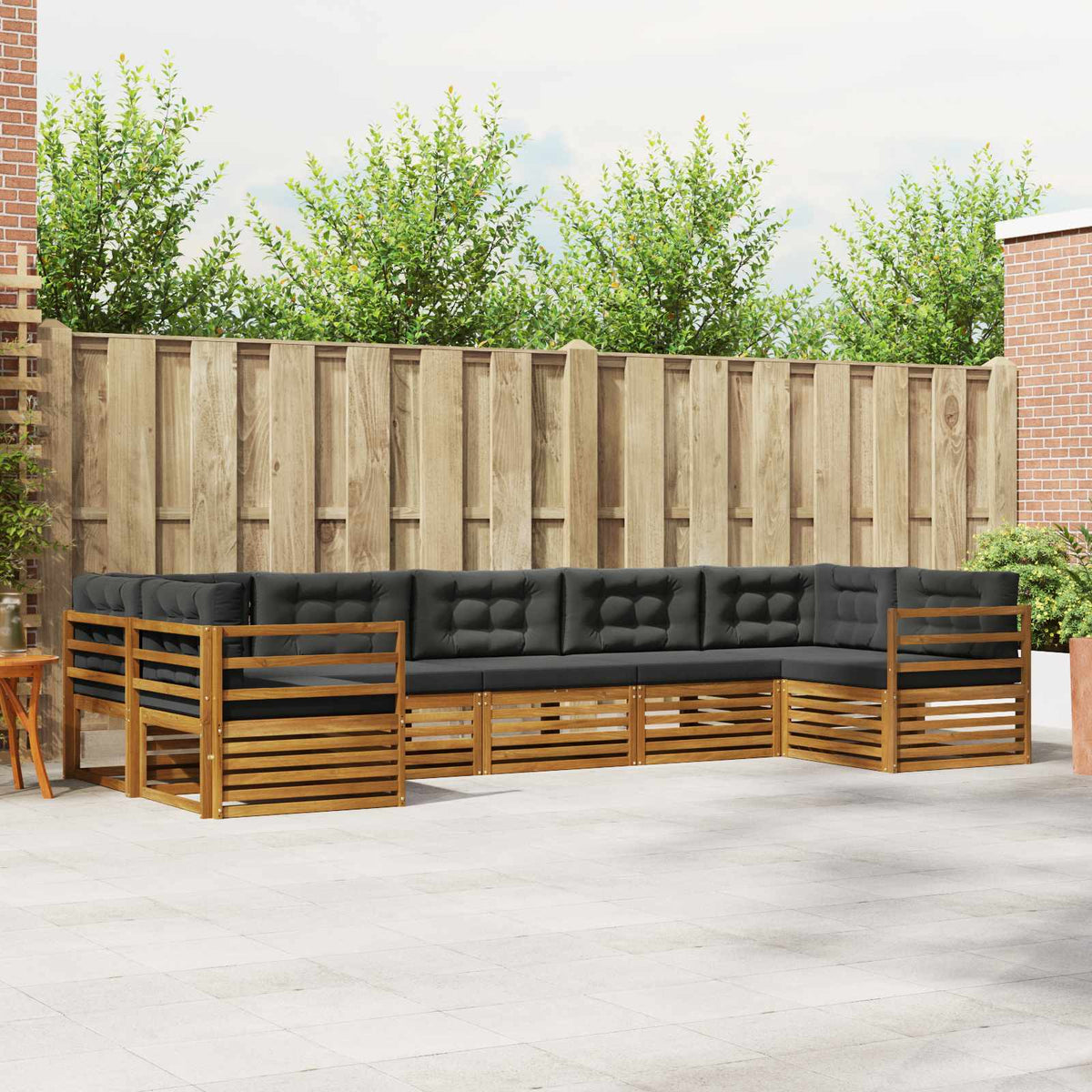 Outdoor-Sofagarnitur 7 stk. Natur und Anthrazit