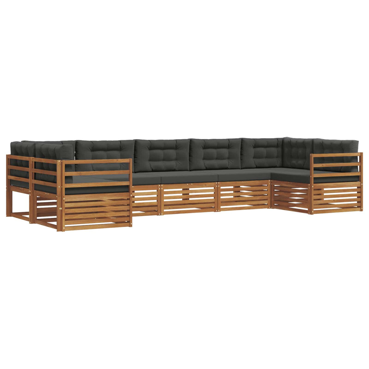 Outdoor-Sofagarnitur 7 stk. Natur und Anthrazit