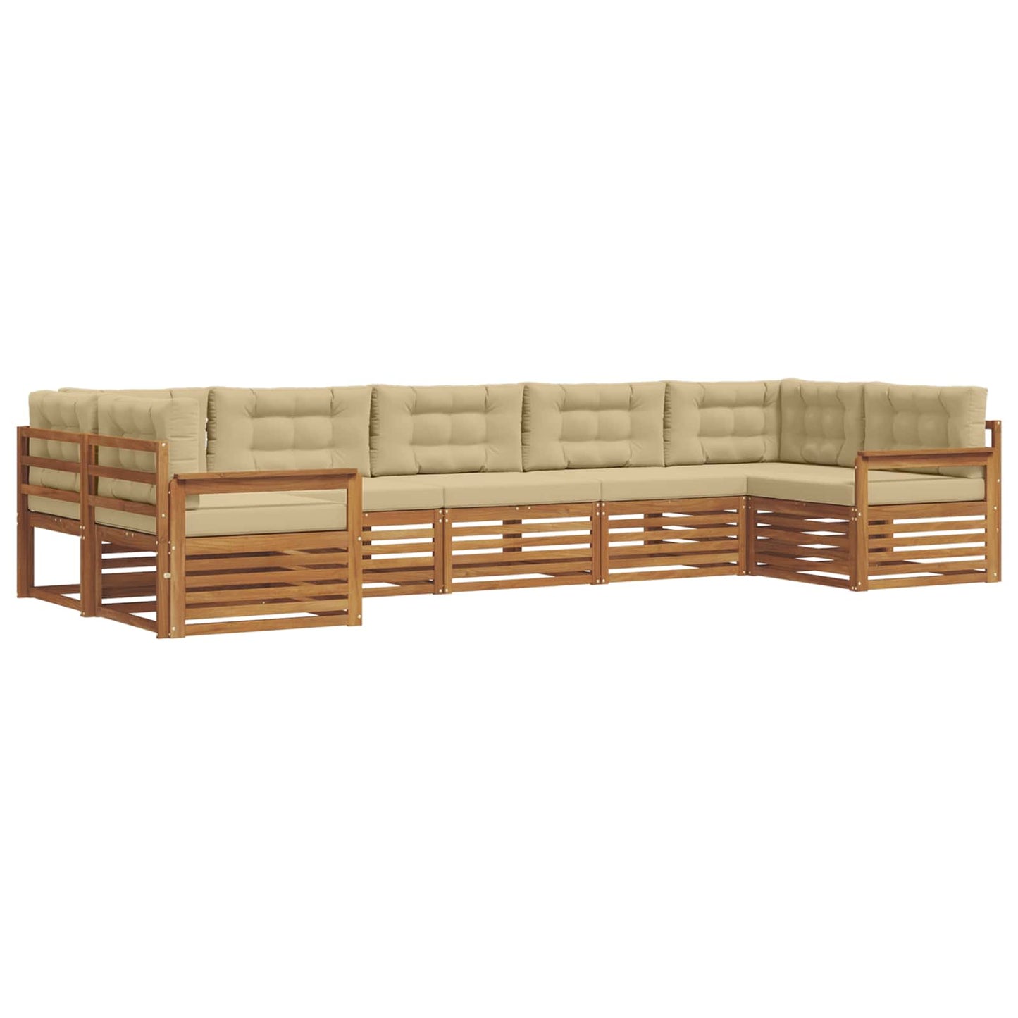 Outdoor-Sofagarnitur mit Kissen 7 pcs Natur und Beige