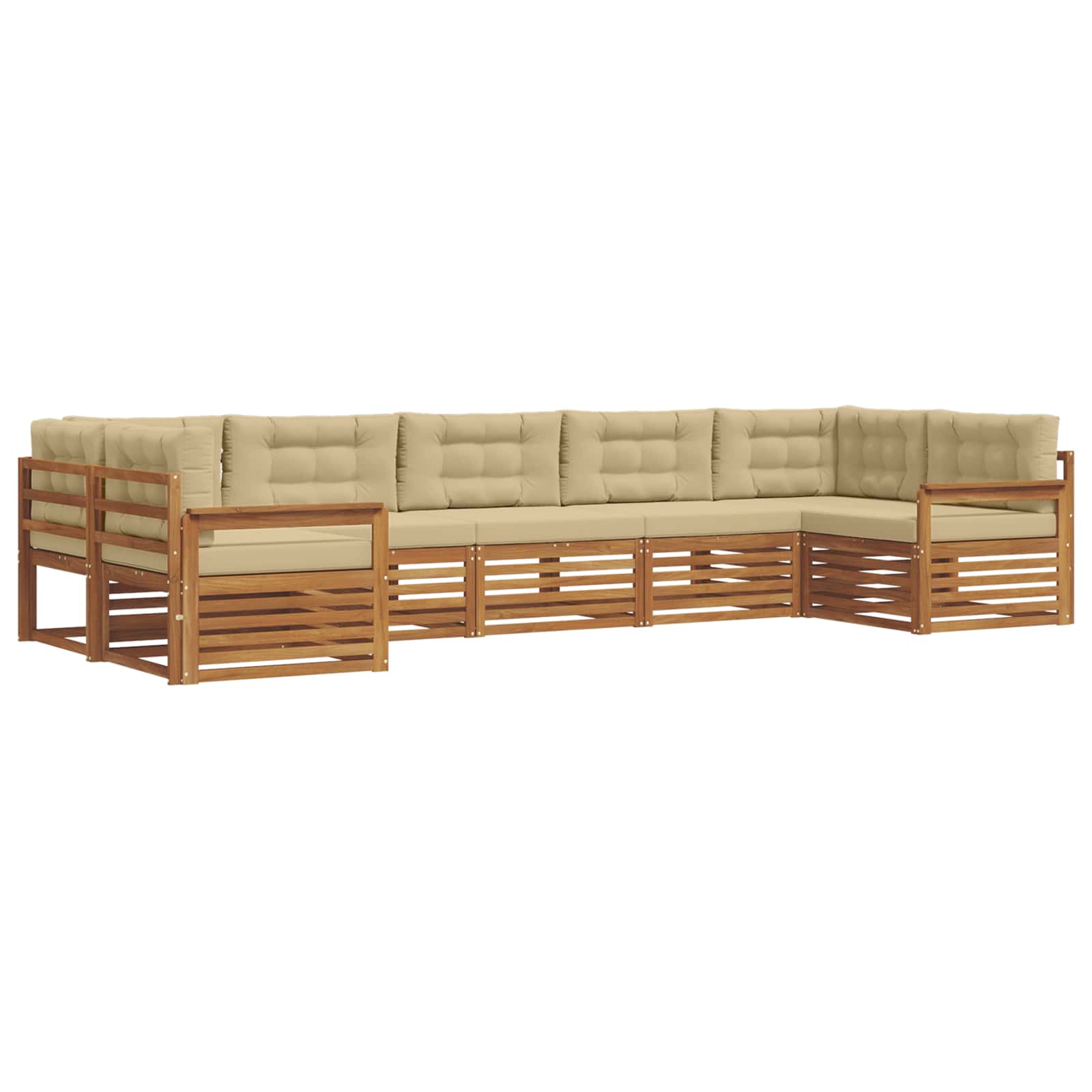 Outdoor-Sofagarnitur mit Kissen 7 pcs Natur und Beige