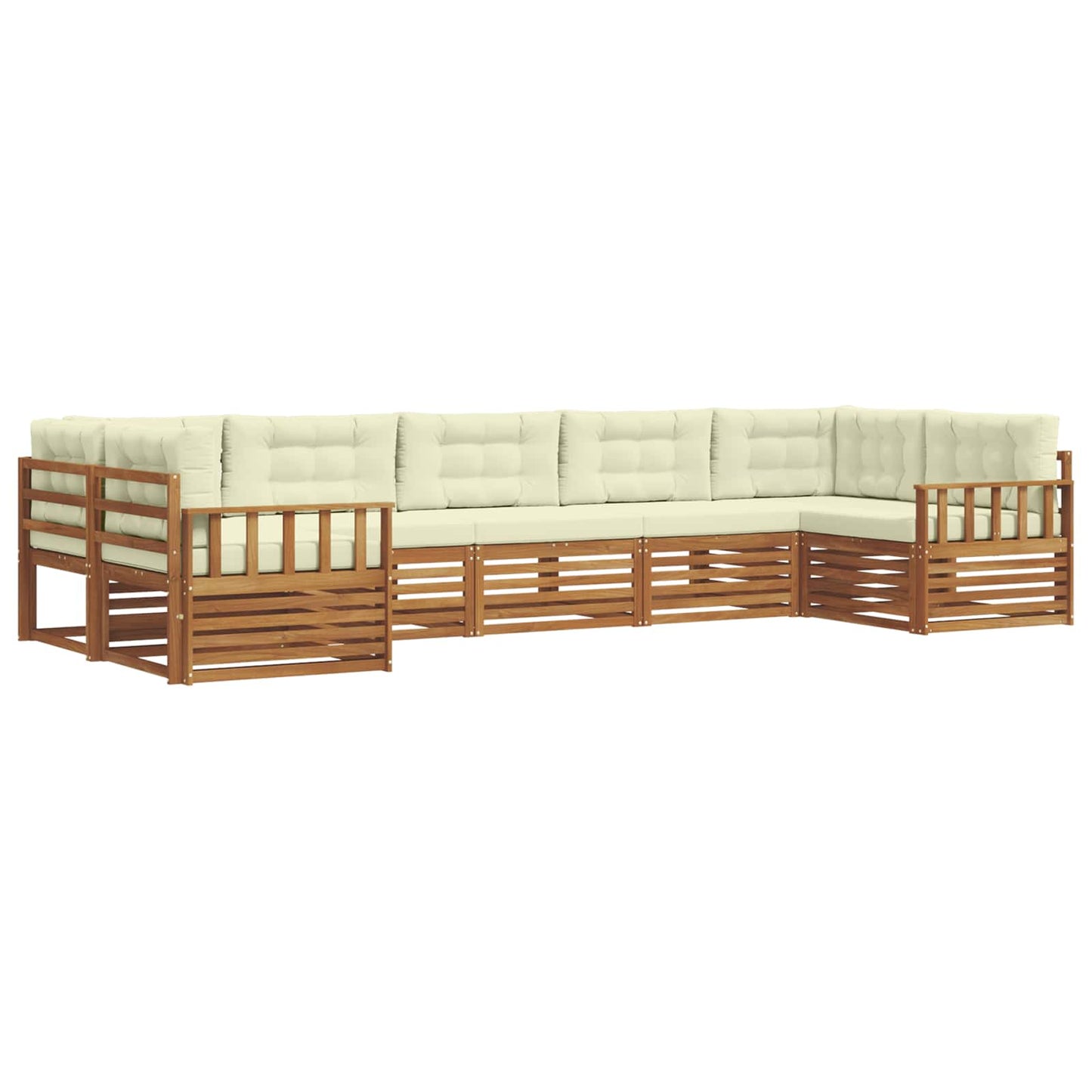 Outdoor-Sofagarnitur mit Kissen 7 pcs Natur und Creme