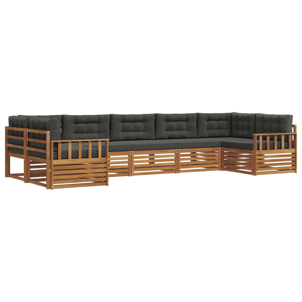 Outdoor-Sofagarnitur 7 stk. Natur und Anthrazit