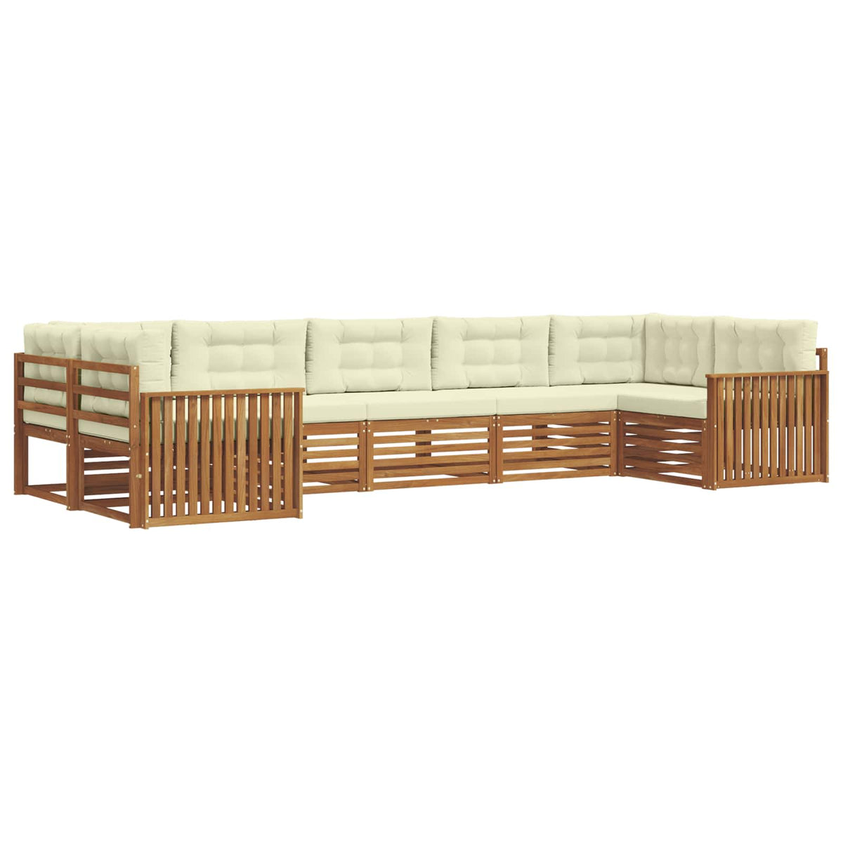 Outdoor-Sofagarnitur 7 stk. Natur und Creme Massivholz Akazie