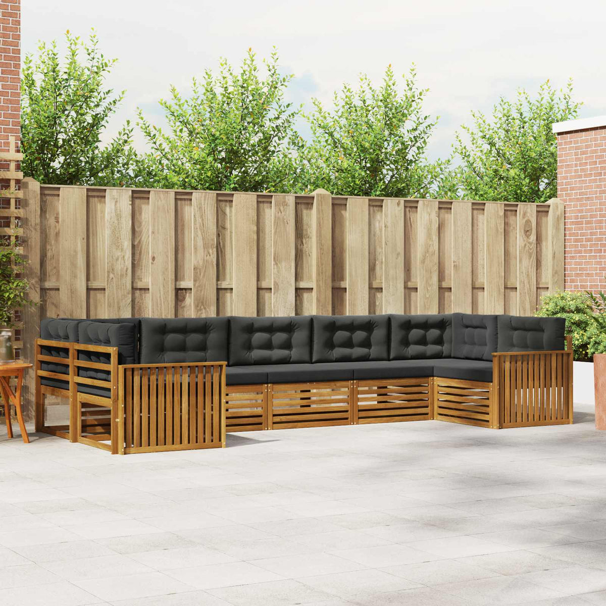 Outdoor-Sofagarnitur 7 stk. Natur und Anthrazit