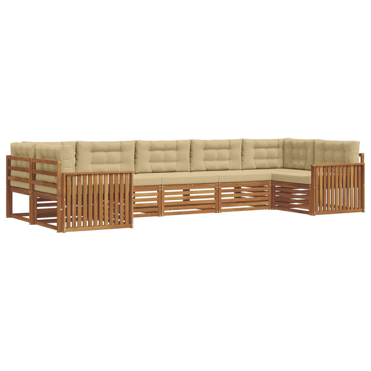 Outdoor-Sofagarnitur 7 stk. Natur und Beige Massivholz Akazie