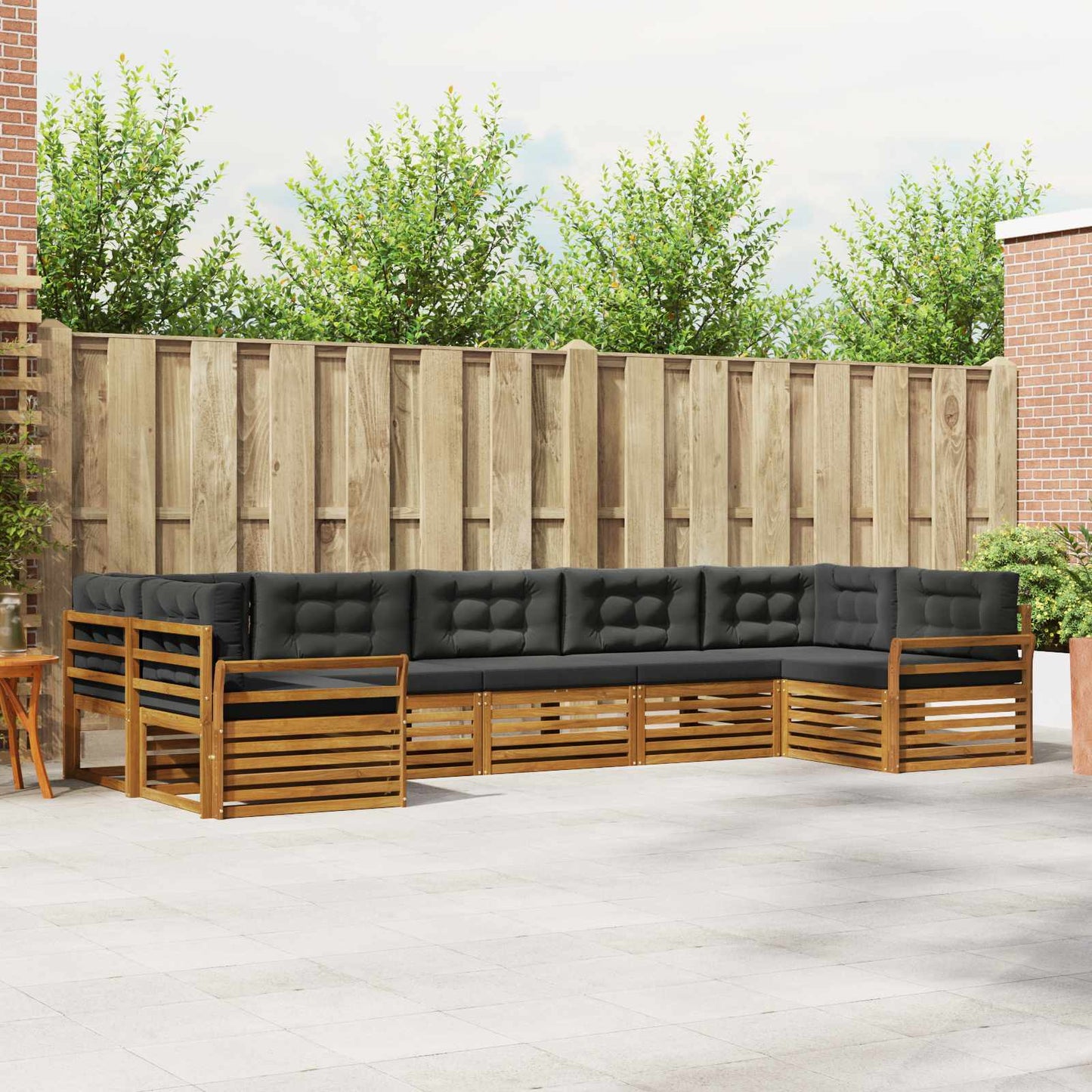 Outdoor-Sofagarnitur mit Kissen 7 pcs Natur und Anthrazit