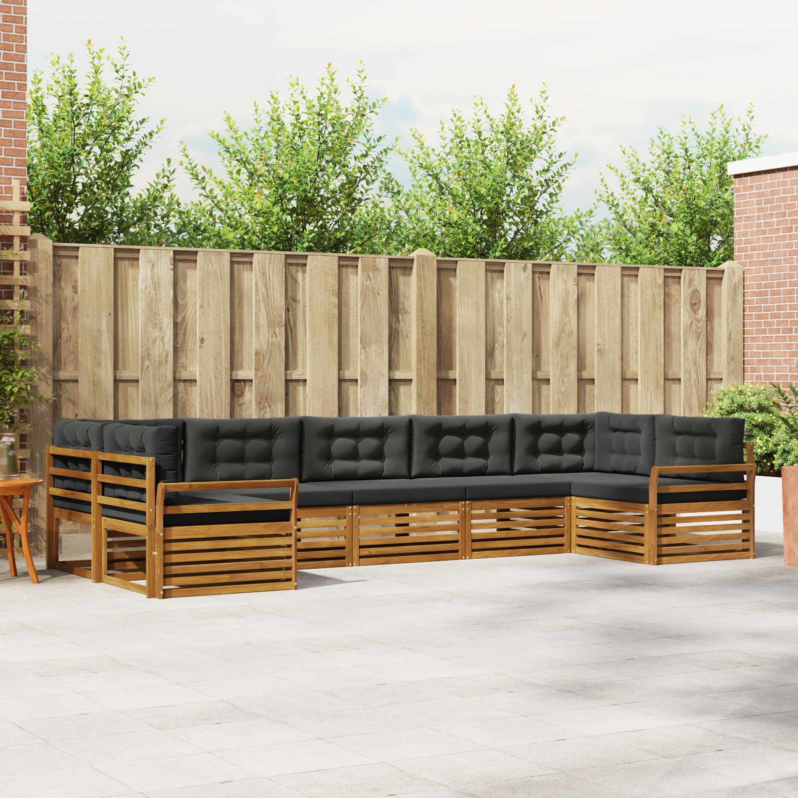 Outdoor-Sofagarnitur mit Kissen 7 pcs Natur und Anthrazit