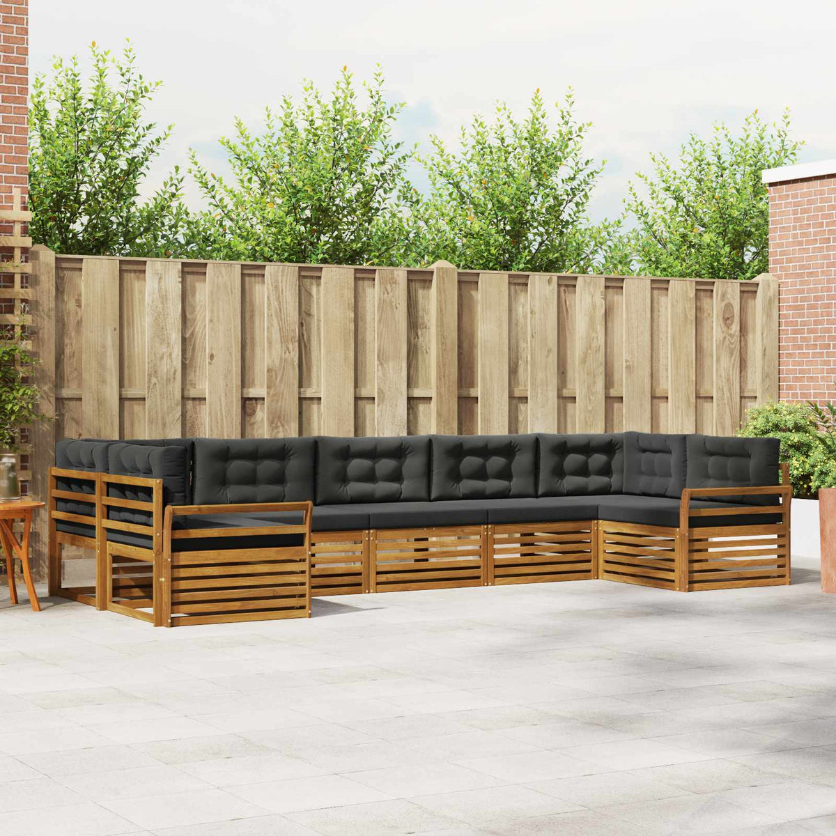 Outdoor-Sofagarnitur 7 stk. Natur und Anthrazit