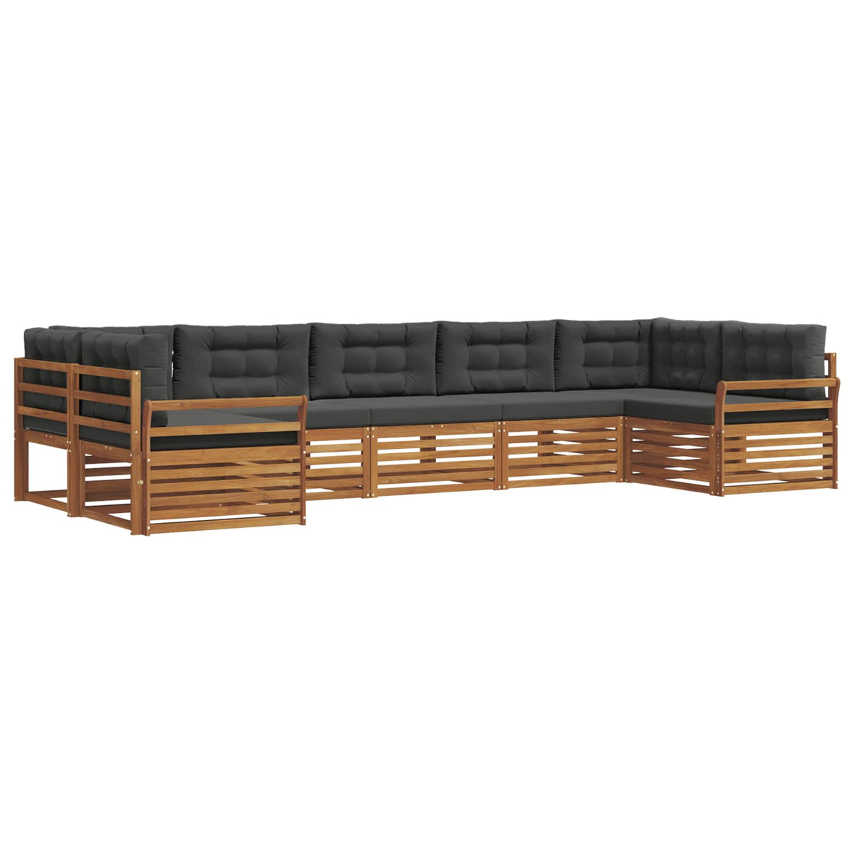 Outdoor-Sofagarnitur 7 stk. Natur und Anthrazit