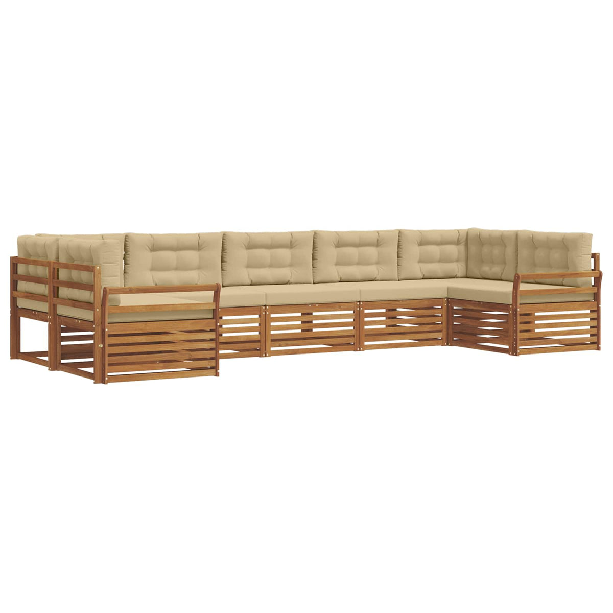Outdoor-Sofagarnitur 7 stk. Natur und Beige Massivholz Akazie