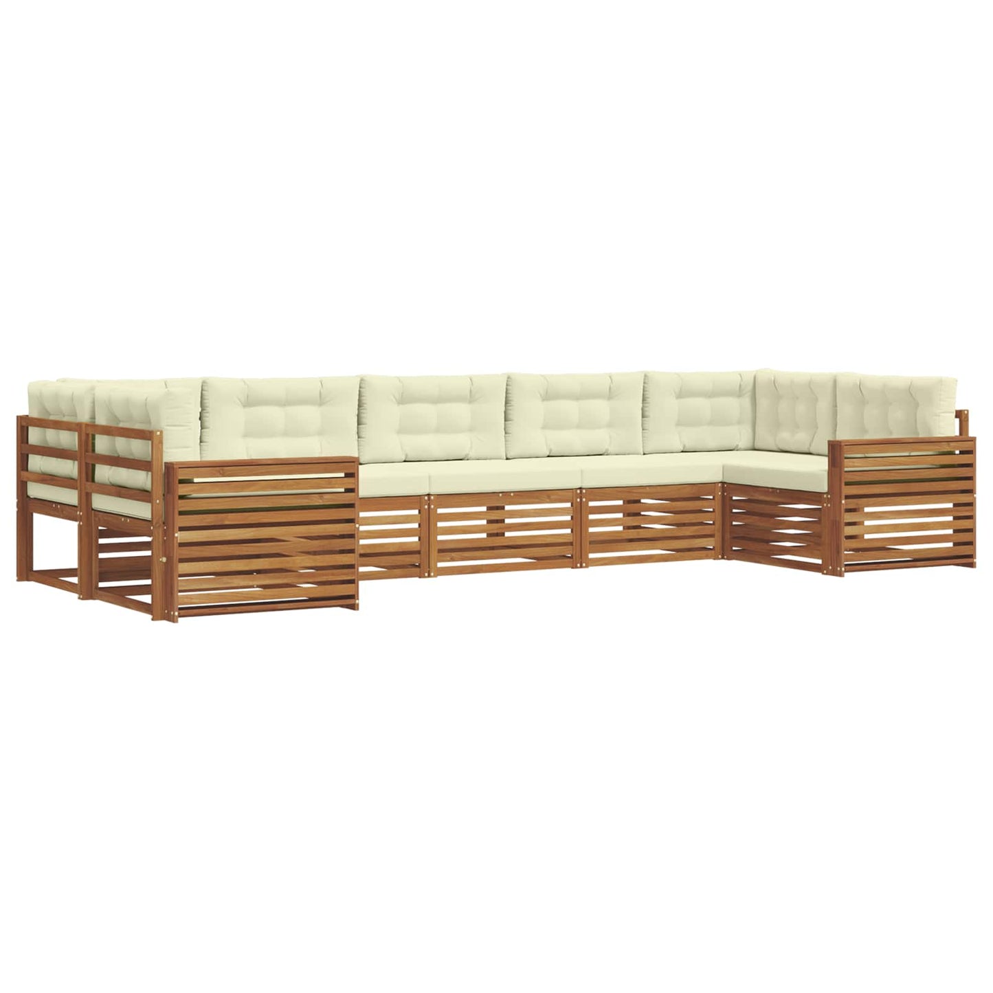 Outdoor-Sofagarnitur 7 stk. Natur und Creme Massivholz Akazie