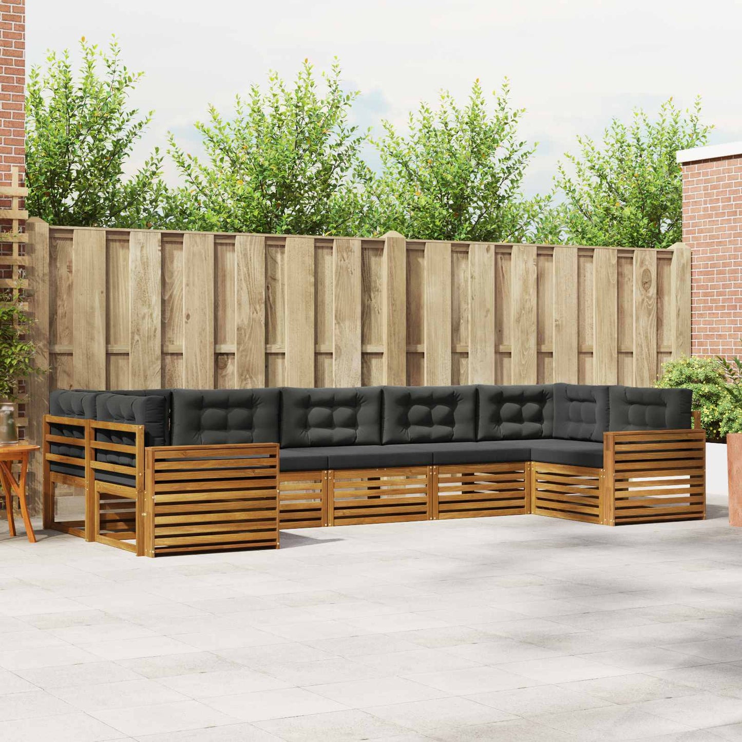 Outdoor-Sofagarnitur mit Kissen 7 pcs Natur und Anthrazit