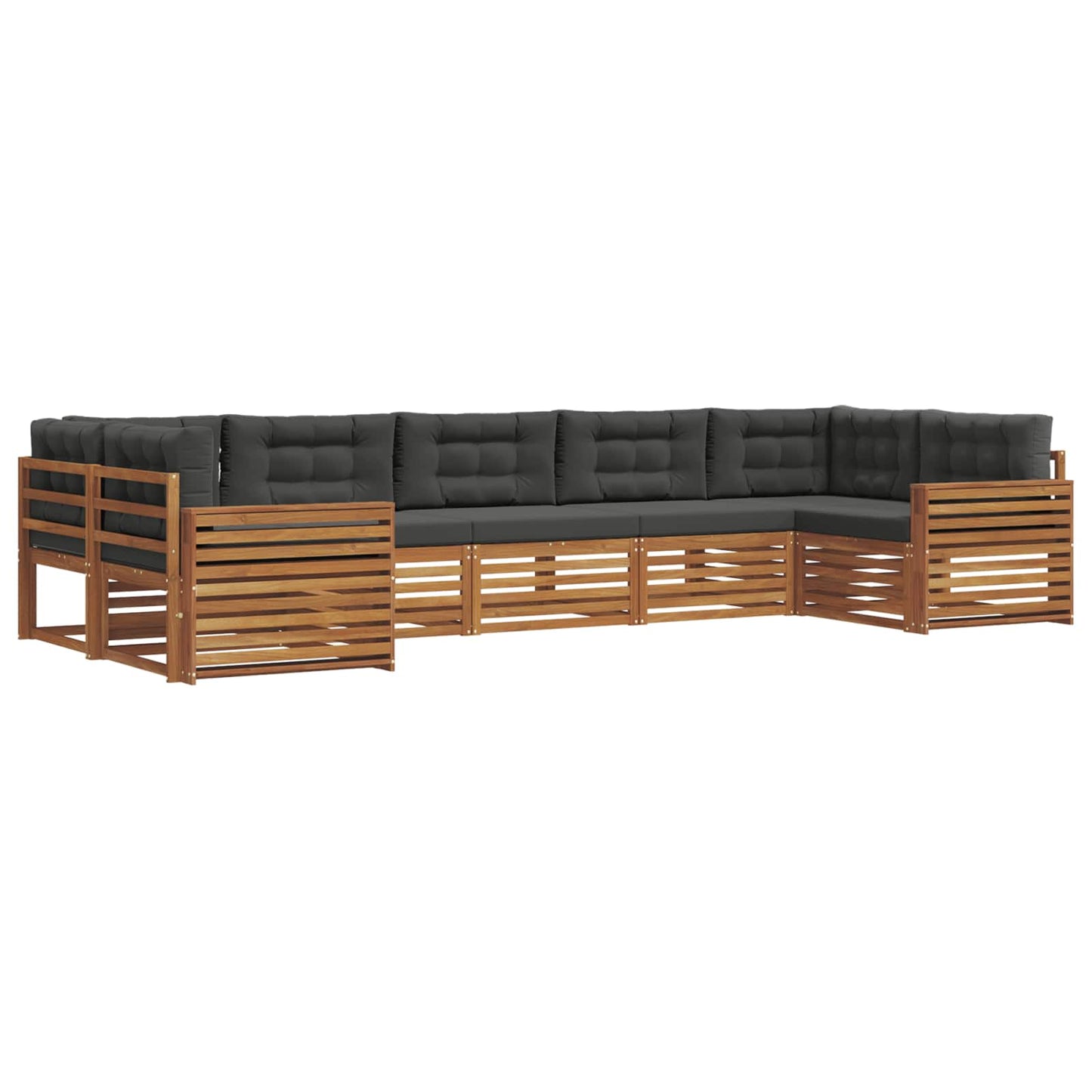 Outdoor-Sofagarnitur mit Kissen 7 pcs Natur und Anthrazit