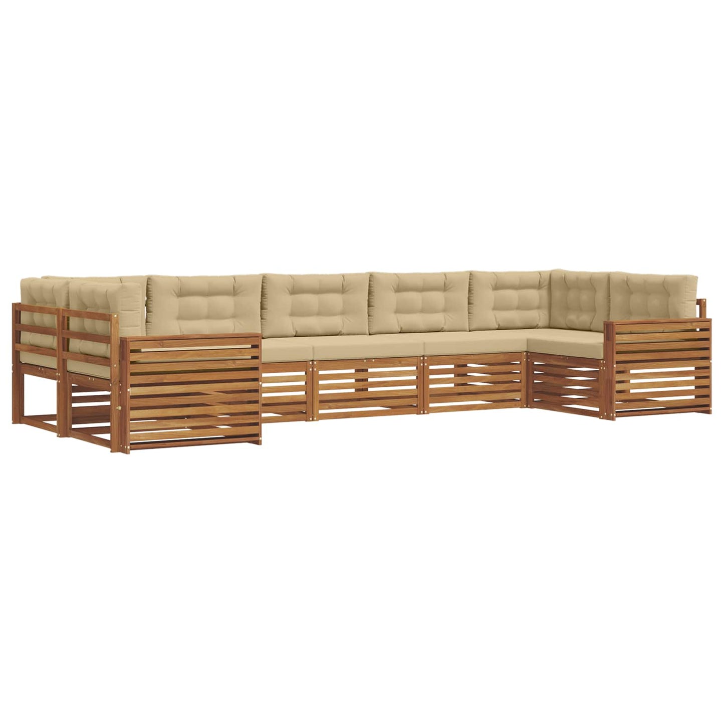 Outdoor-Sofagarnitur 7 stk. Natur und Beige Massivholz Akazie