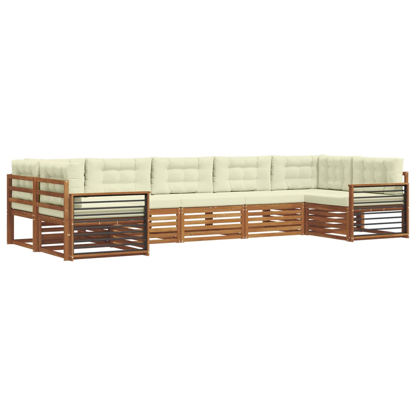 Outdoor-Sofagarnitur 7 stk. Natur und Creme Massivholz Akazie