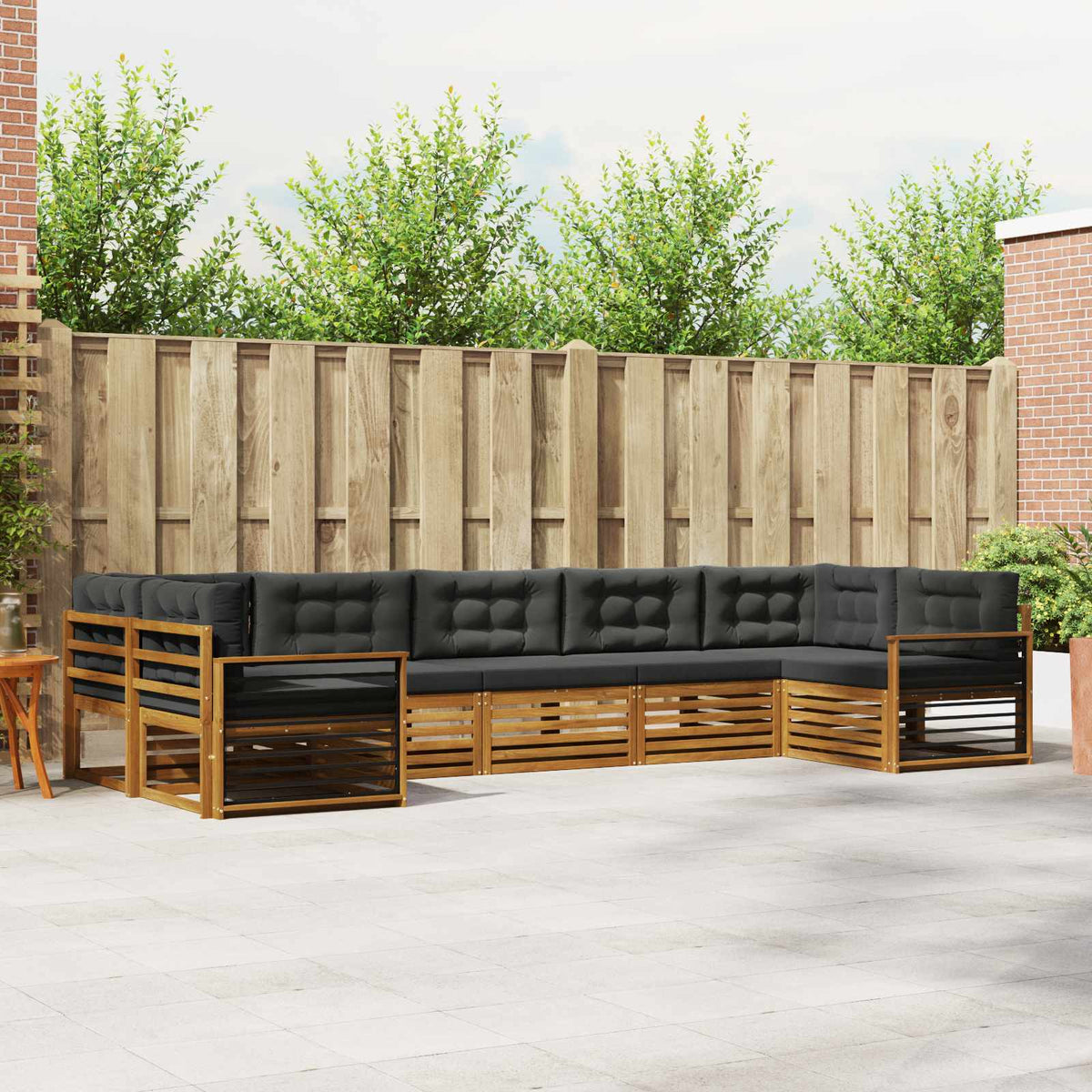 Outdoor-Sofagarnitur 7 stk. Natur und Anthrazit