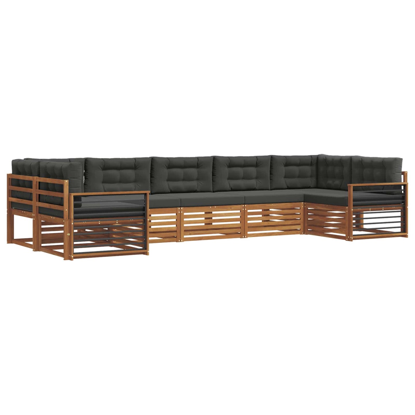 Outdoor-Sofagarnitur mit Kissen 7 pcs Natur und Anthrazit