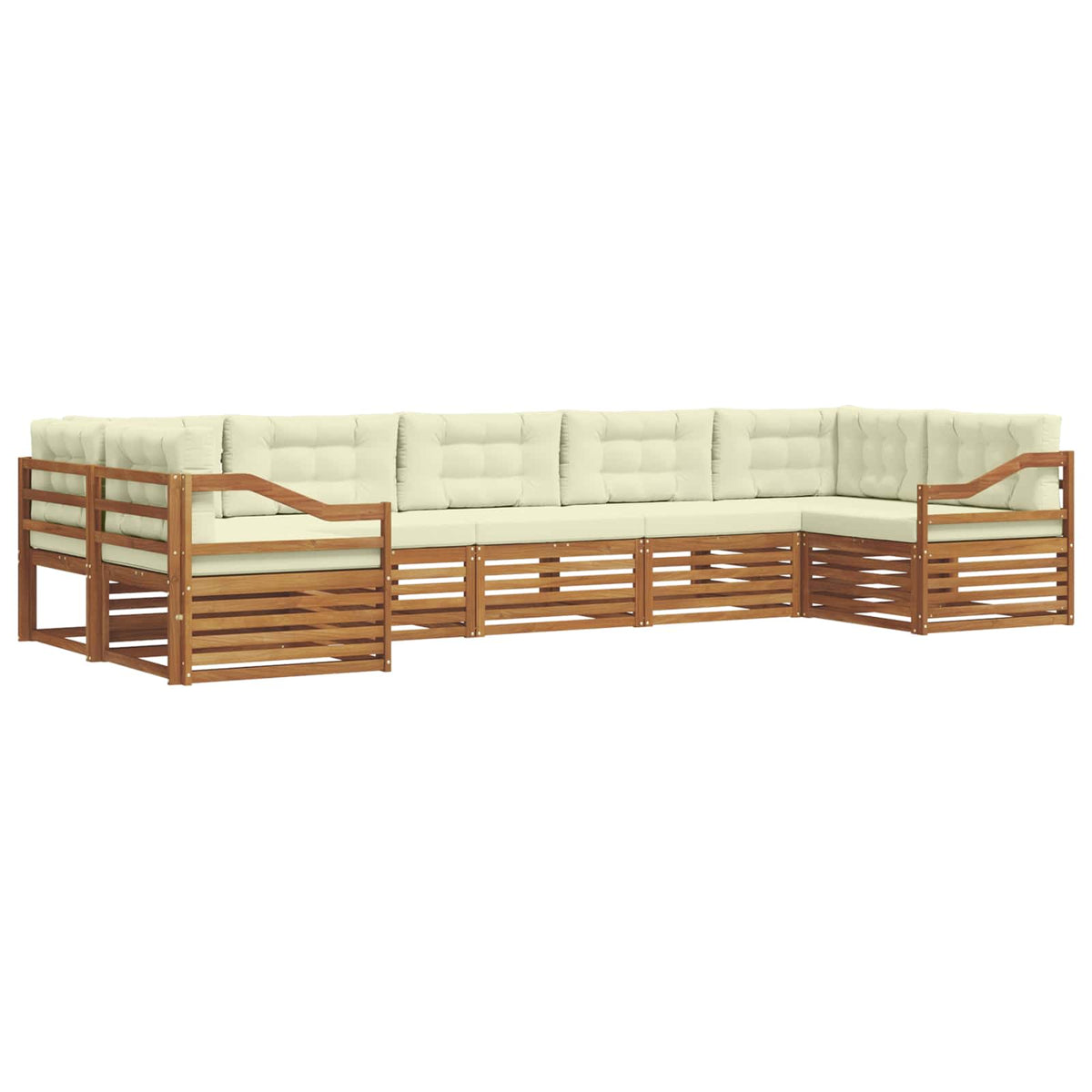 Outdoor-Sofagarnitur 7 stk. Natur und Creme Massivholz Akazie