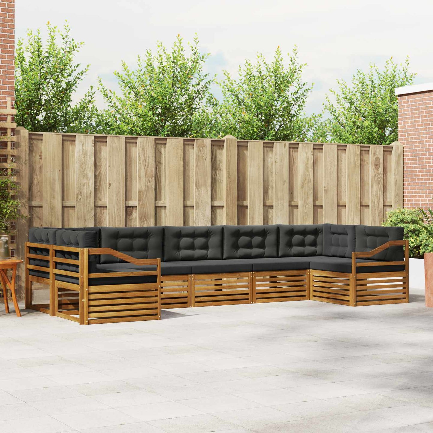 Outdoor-Sofagarnitur 7 stk. Natur und Anthrazit