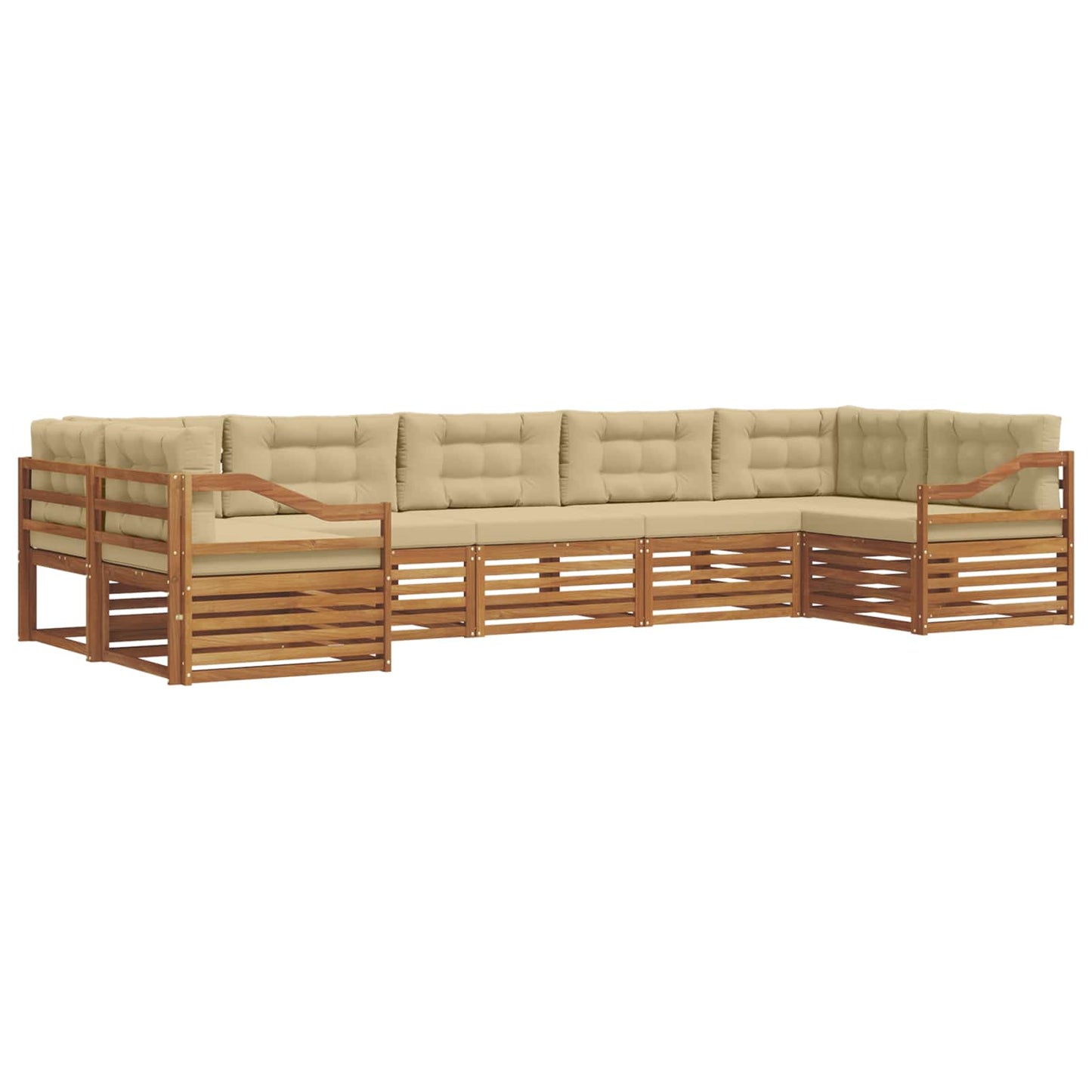 Outdoor-Sofagarnitur 7 stk. Natur und Beige Massivholz Akazie