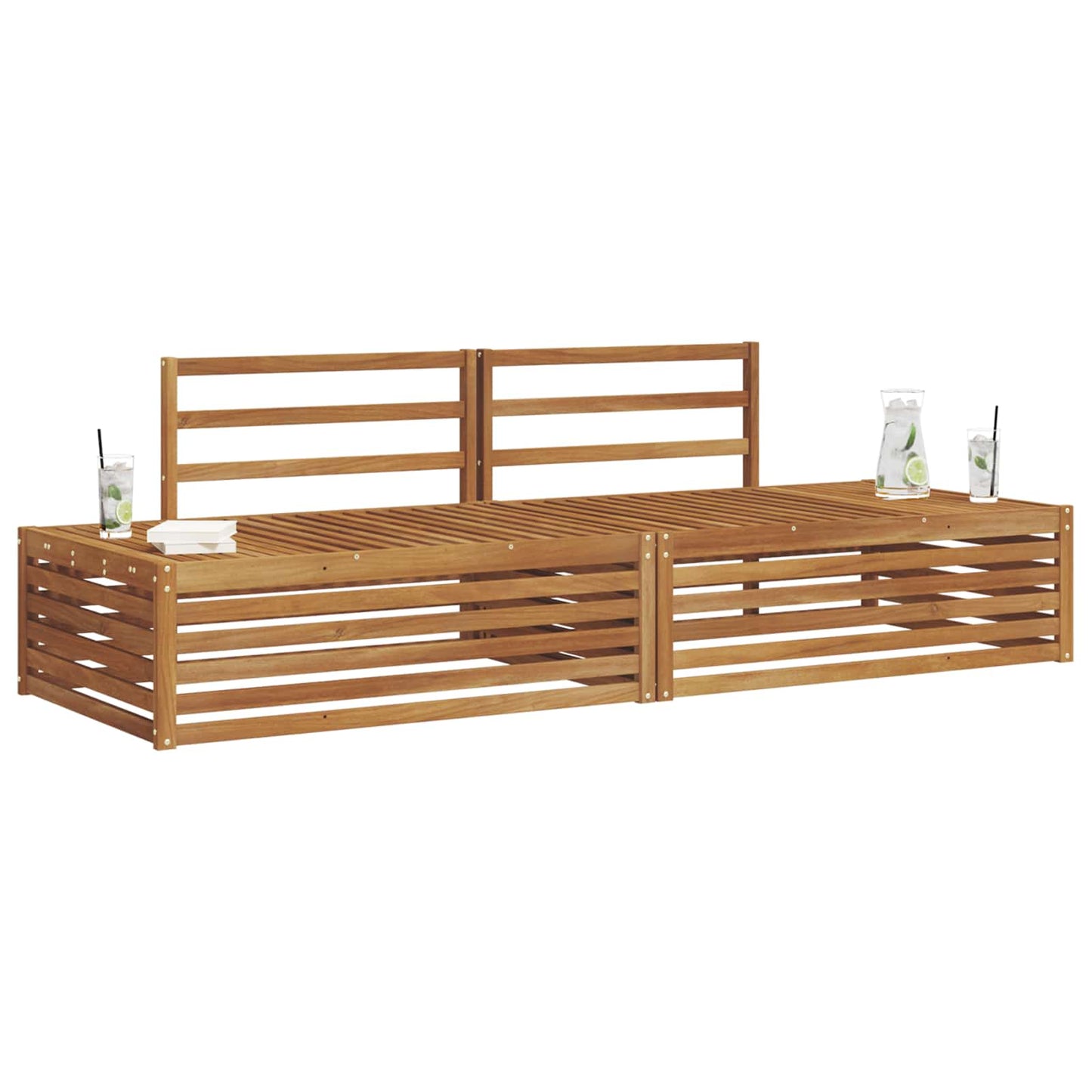 Outdoor-Sofagarnitur Natur 203,5 x 83 x 73 cm Massivholz Akazie