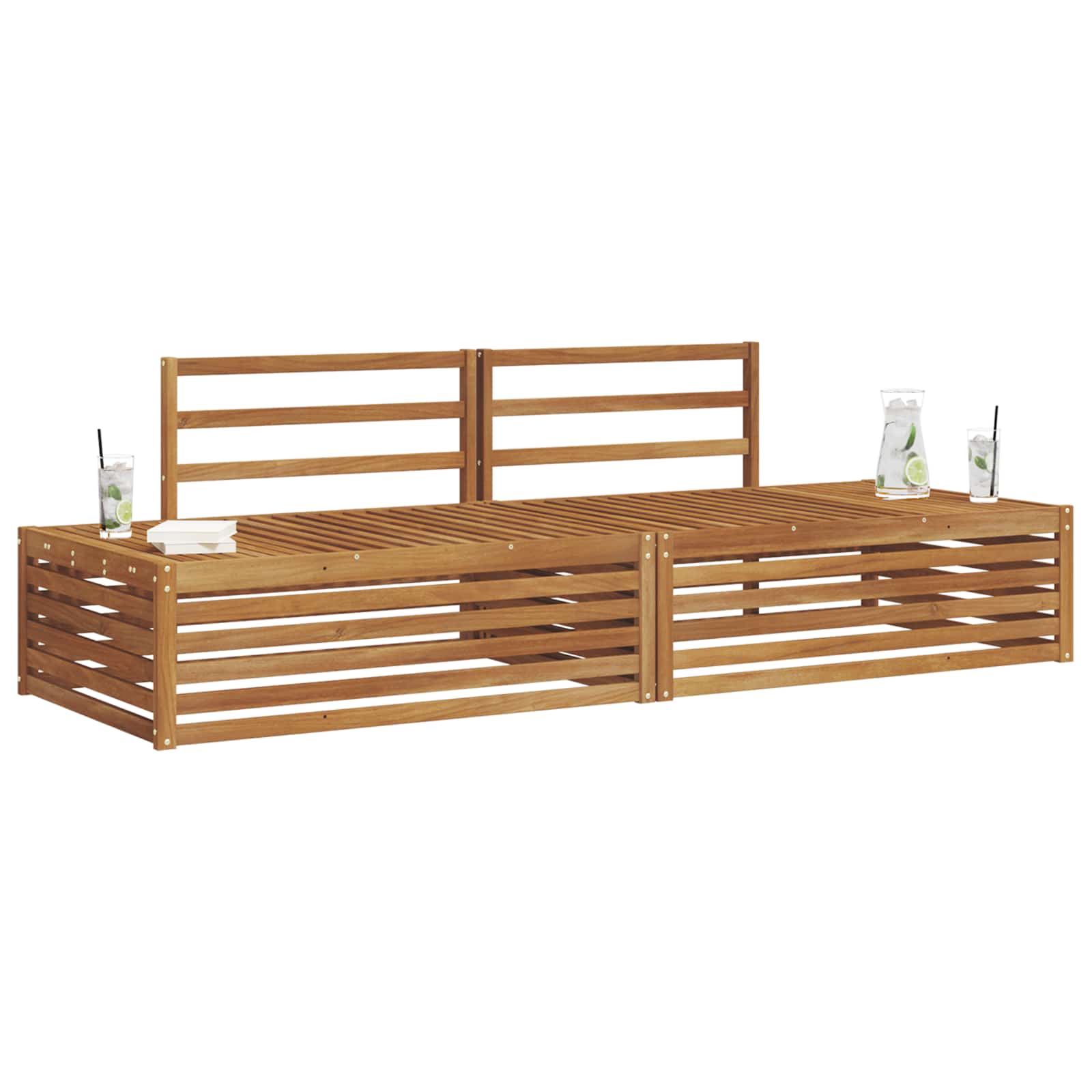 Outdoor-Sofagarnitur Natur 203,5 x 83 x 73 cm Massivholz Akazie