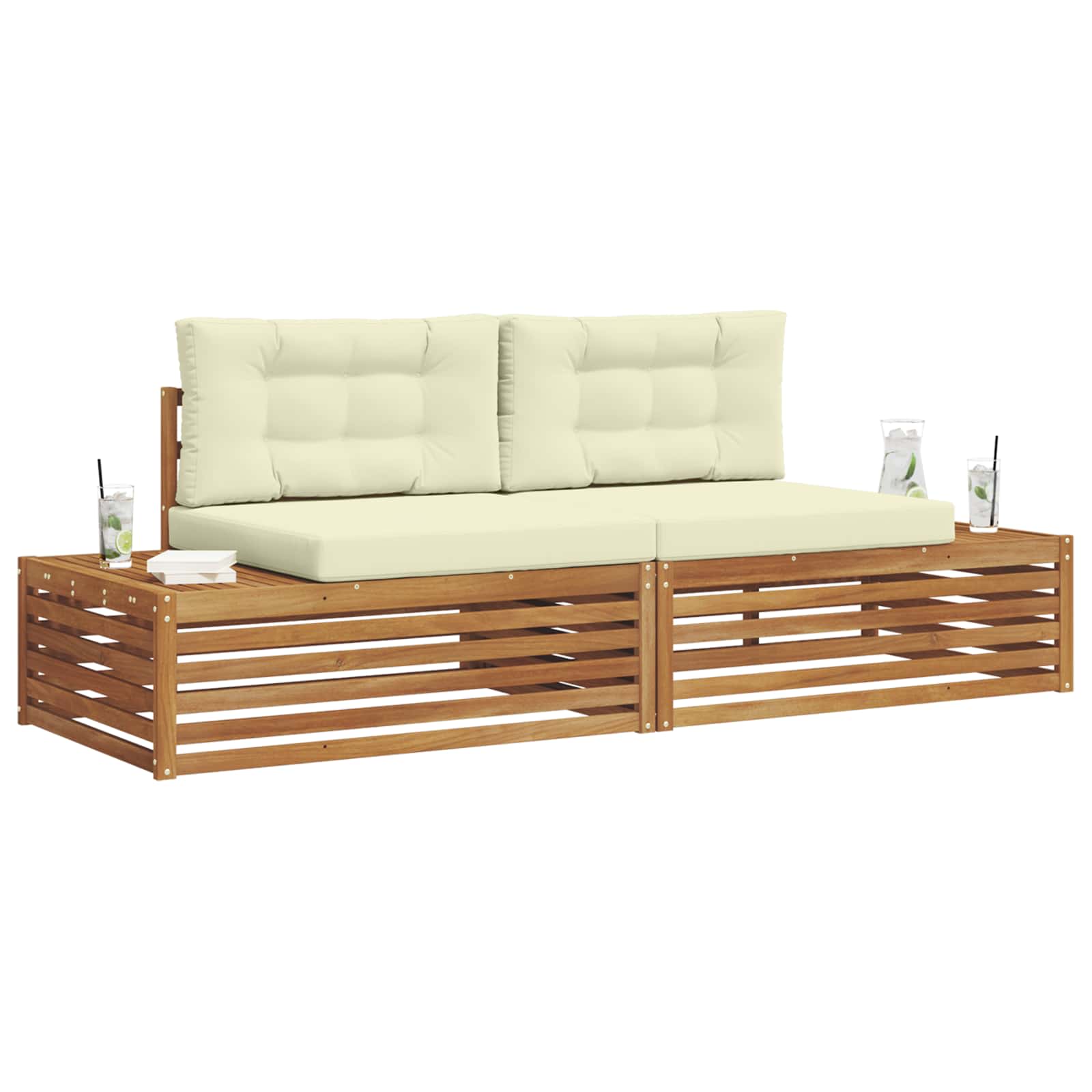 Outdoor-Sofagarnitur Natur und Creme 203,5 x 83 x 73 cm