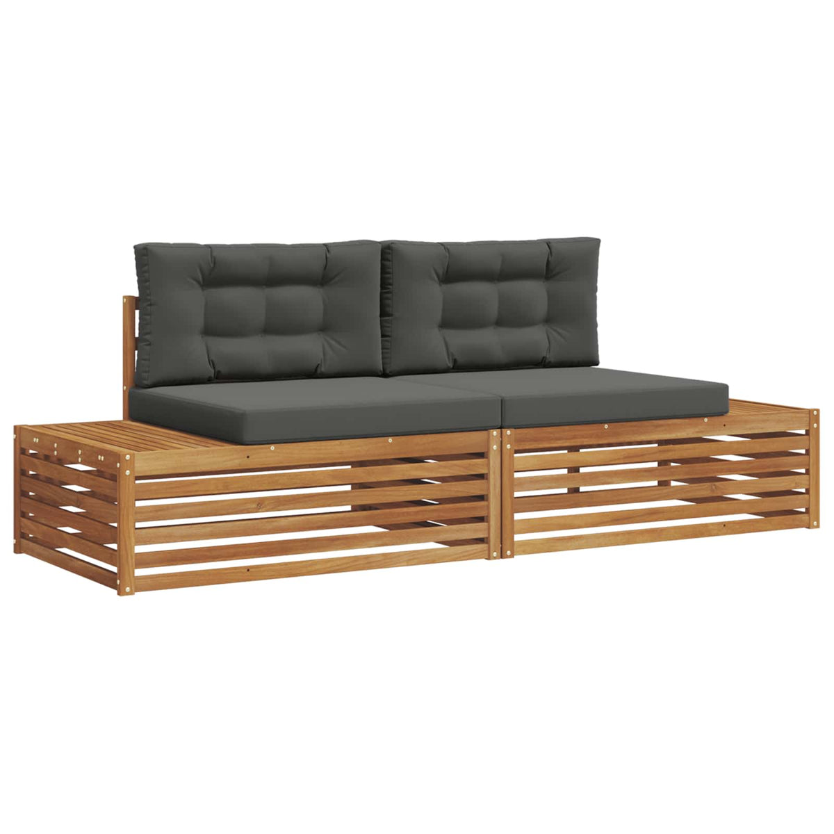 2 Stk. Outdoor-Sofagarnitur Massives Akazienholz und Polyester