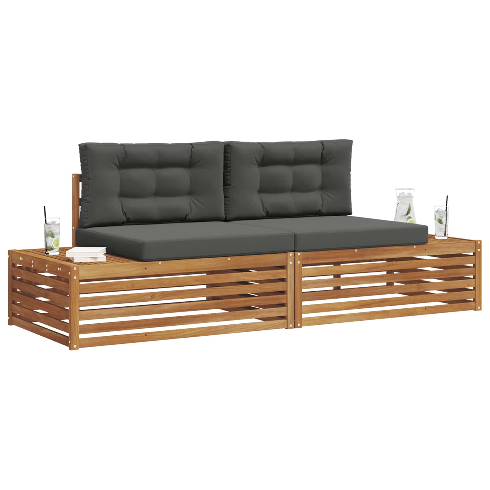 Outdoor-Sofagarnitur Natur und Anthrazit 203,5 x 83 x 73 cm