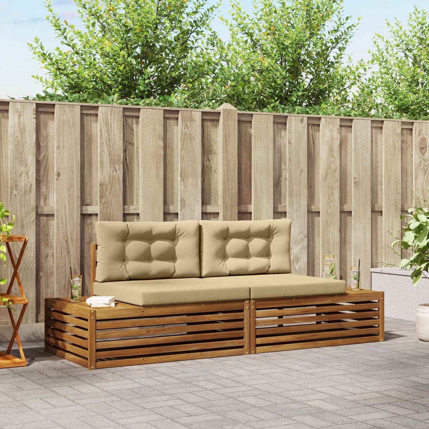 Outdoor-Sofagarnitur Natur und Beige 203,5 x 83 x 73 cm