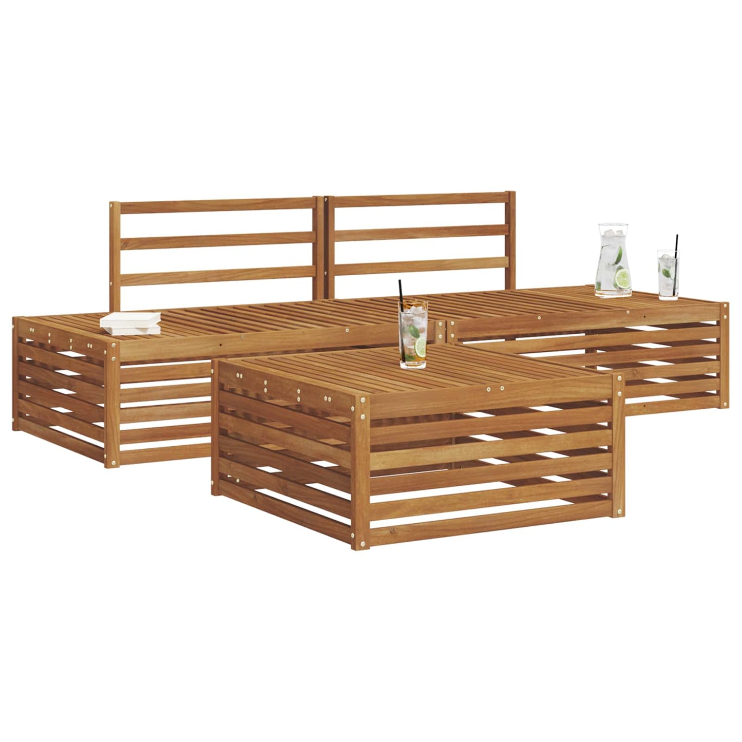 Outdoor-Sofagarnitur 3 Stück Natur Massivholz Akazie