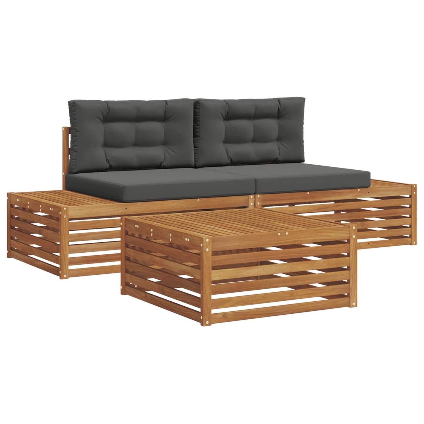 Outdoor-Sofagarnitur mit Kissen 3 Stück Natur und Anthrazit