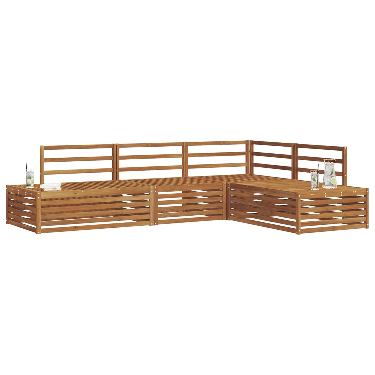Outdoor-Sofagarnitur 4 Stück Natur Massivholz Akazie
