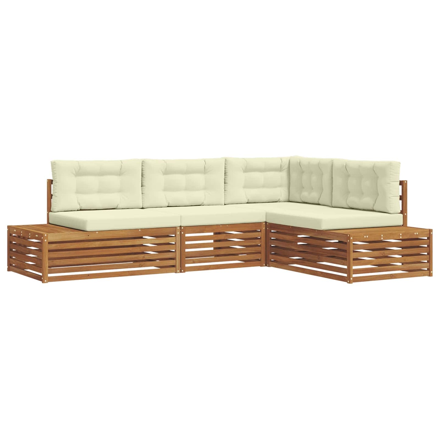 Outdoor-Sofagarnitur mit Kissen 4 Stück Natur und Creme