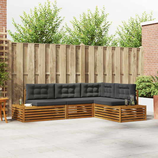 Outdoor-Sofagarnitur mit Kissen 4 Stück Natur und Anthrazit
