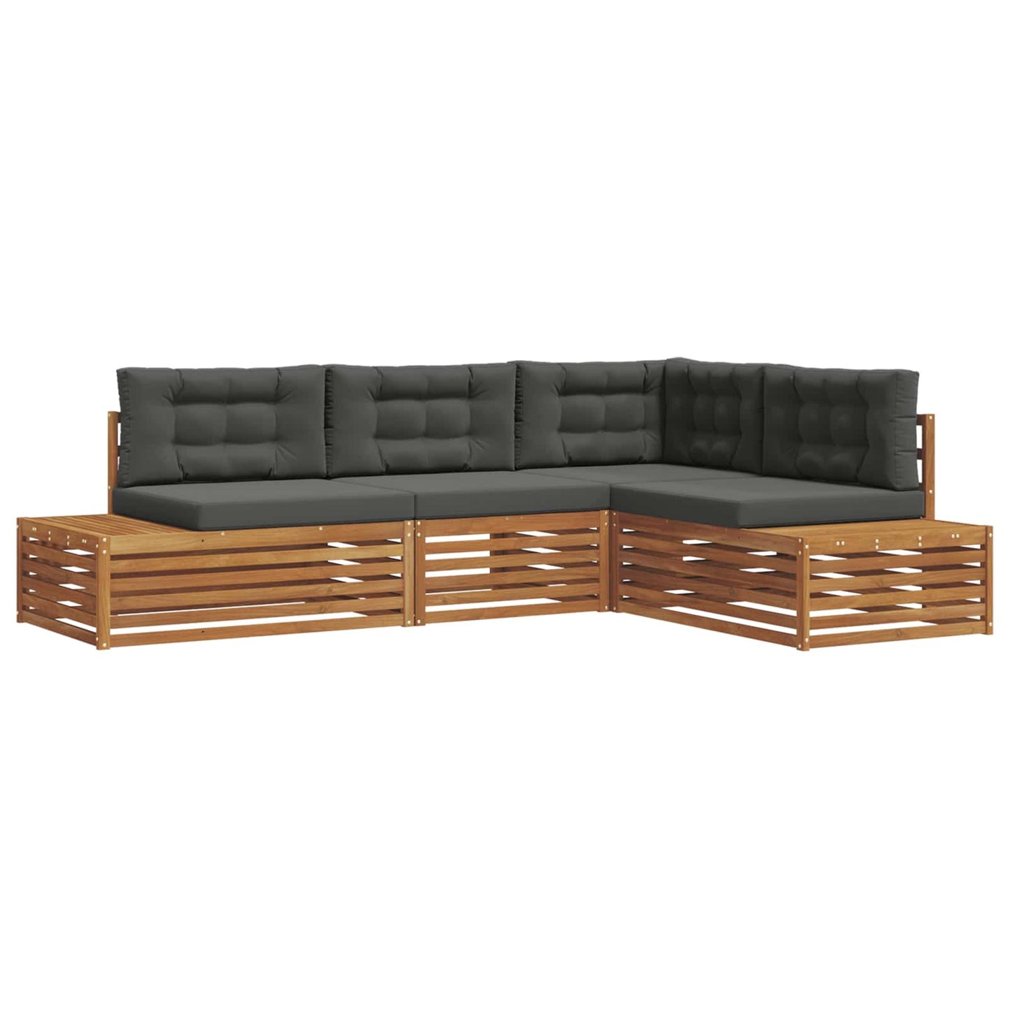 Outdoor-Sofagarnitur mit Kissen 4 Stück Natur und Anthrazit