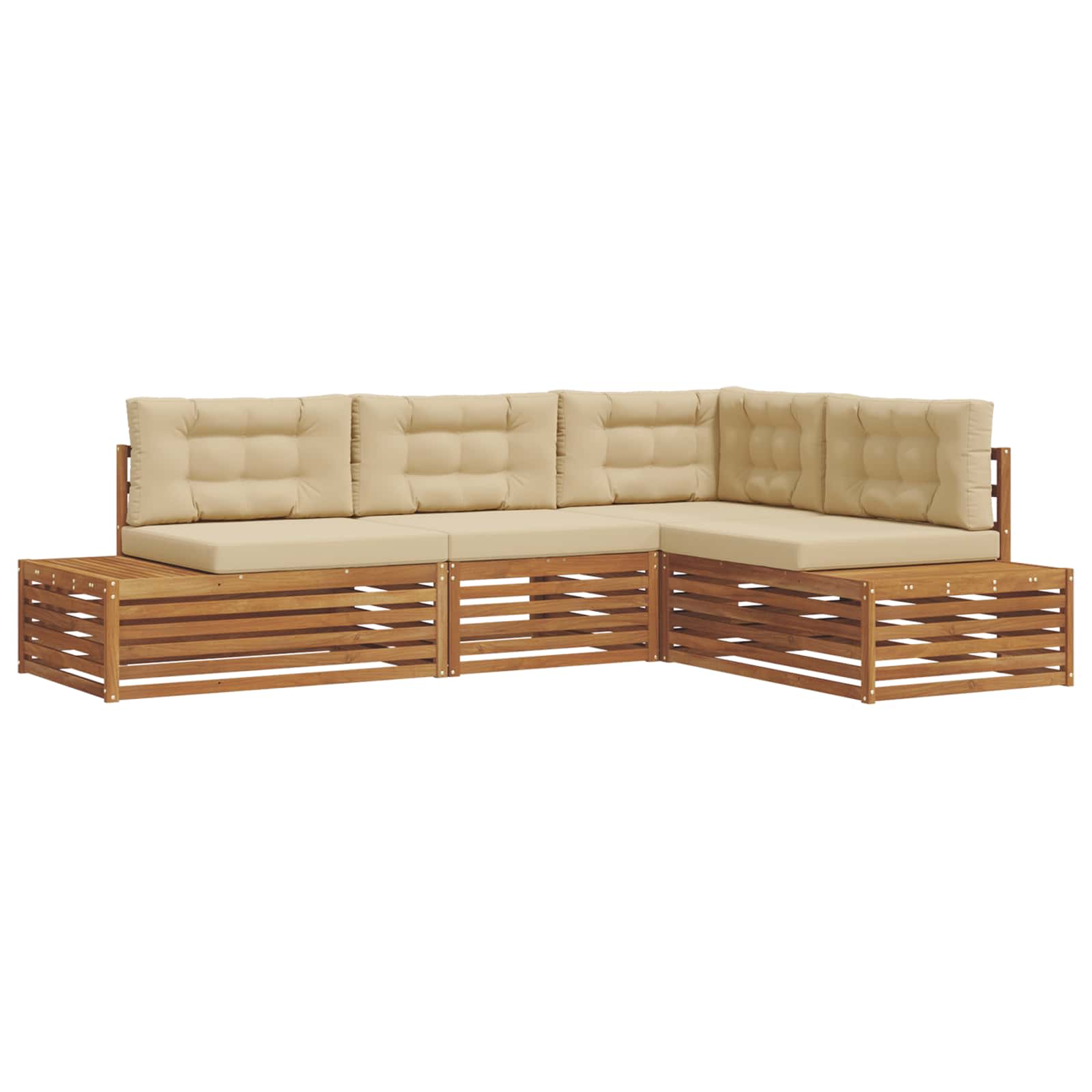 Outdoor-Sofagarnitur mit Kissen 4 Stück Natur und Beige